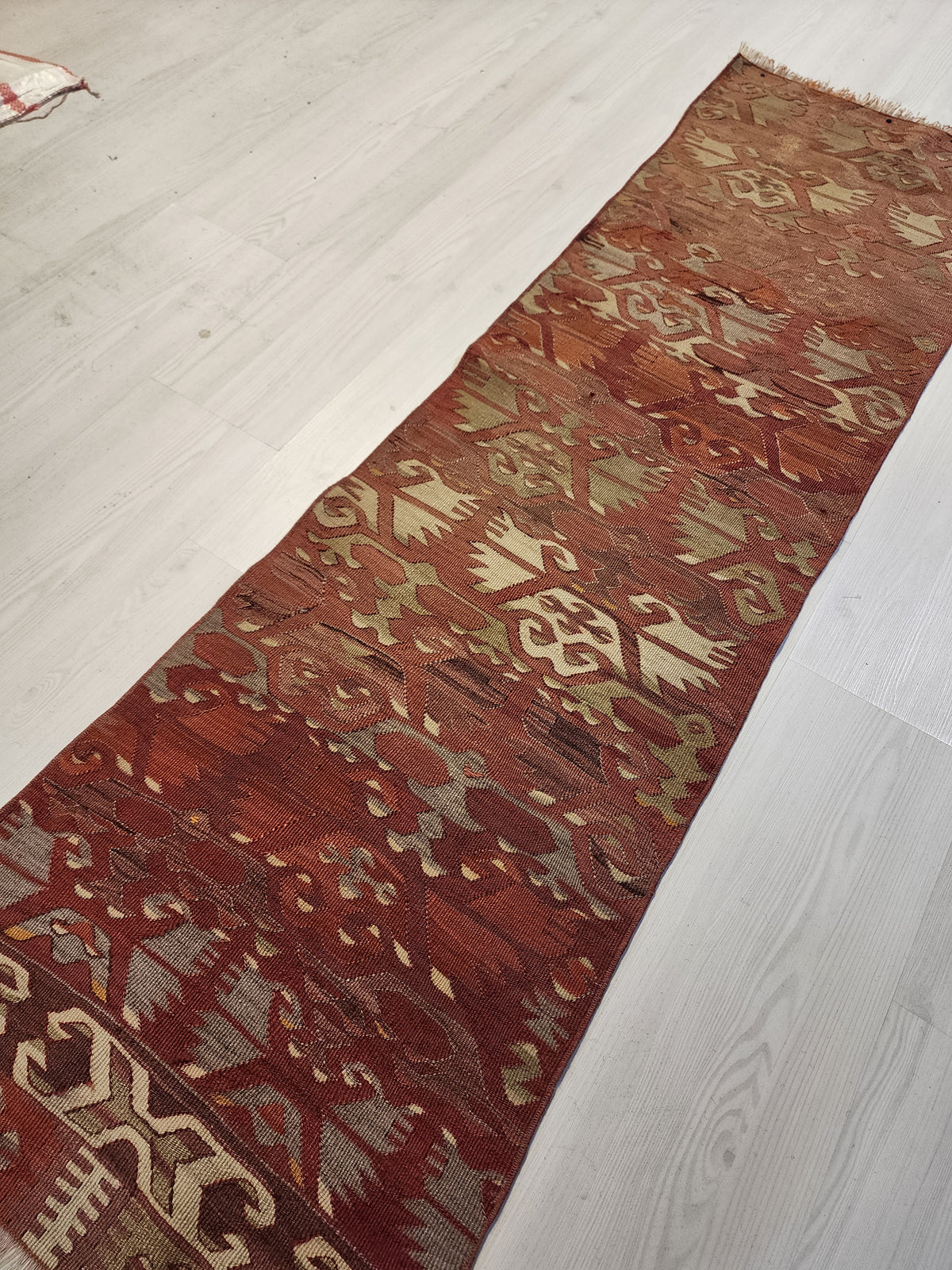 Aristoniki — Authentic Vintage Afyon Kilim Runner – Handwoven Wool Tribal Anatolian Flatweave (53cm x 170cm)