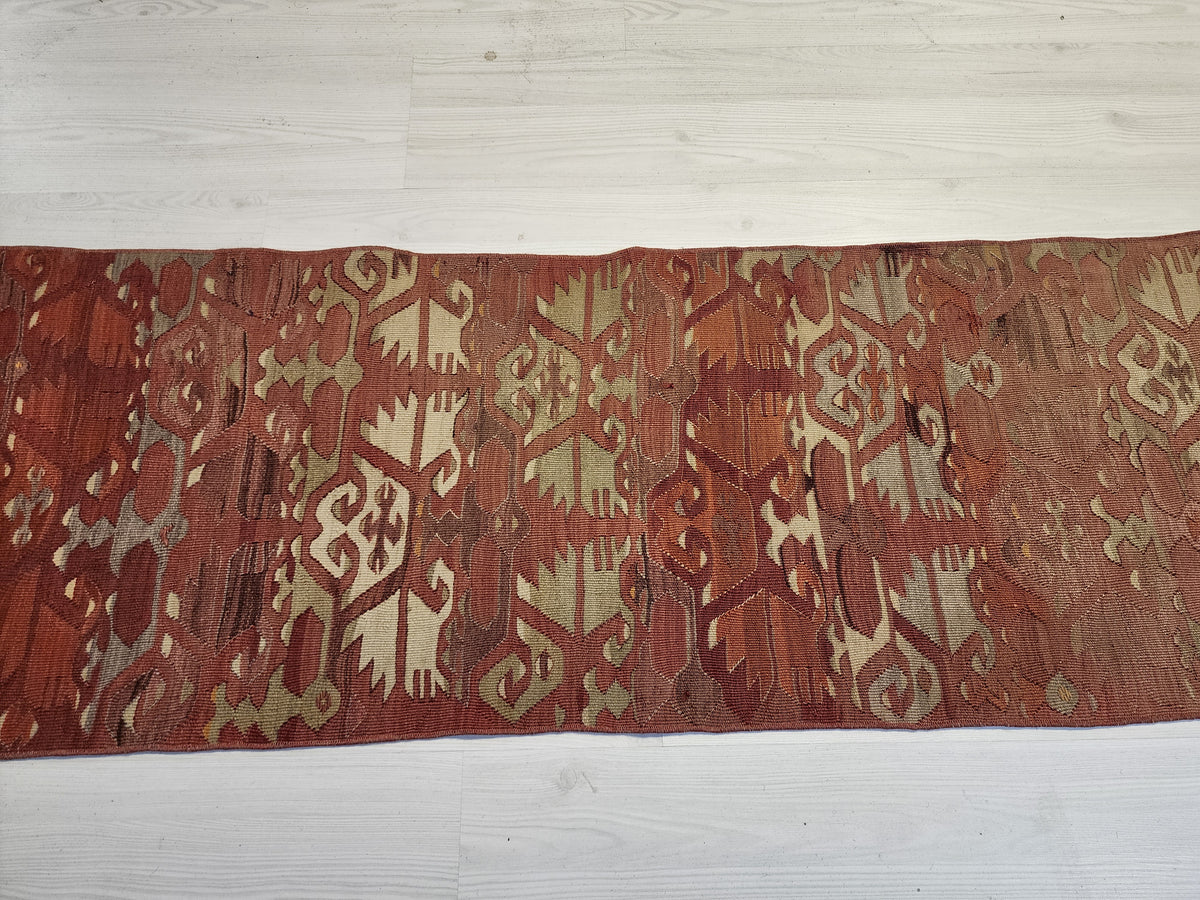 Aristoniki — Authentic Vintage Afyon Kilim Runner – Handwoven Wool Tribal Anatolian Flatweave (53cm x 170cm)