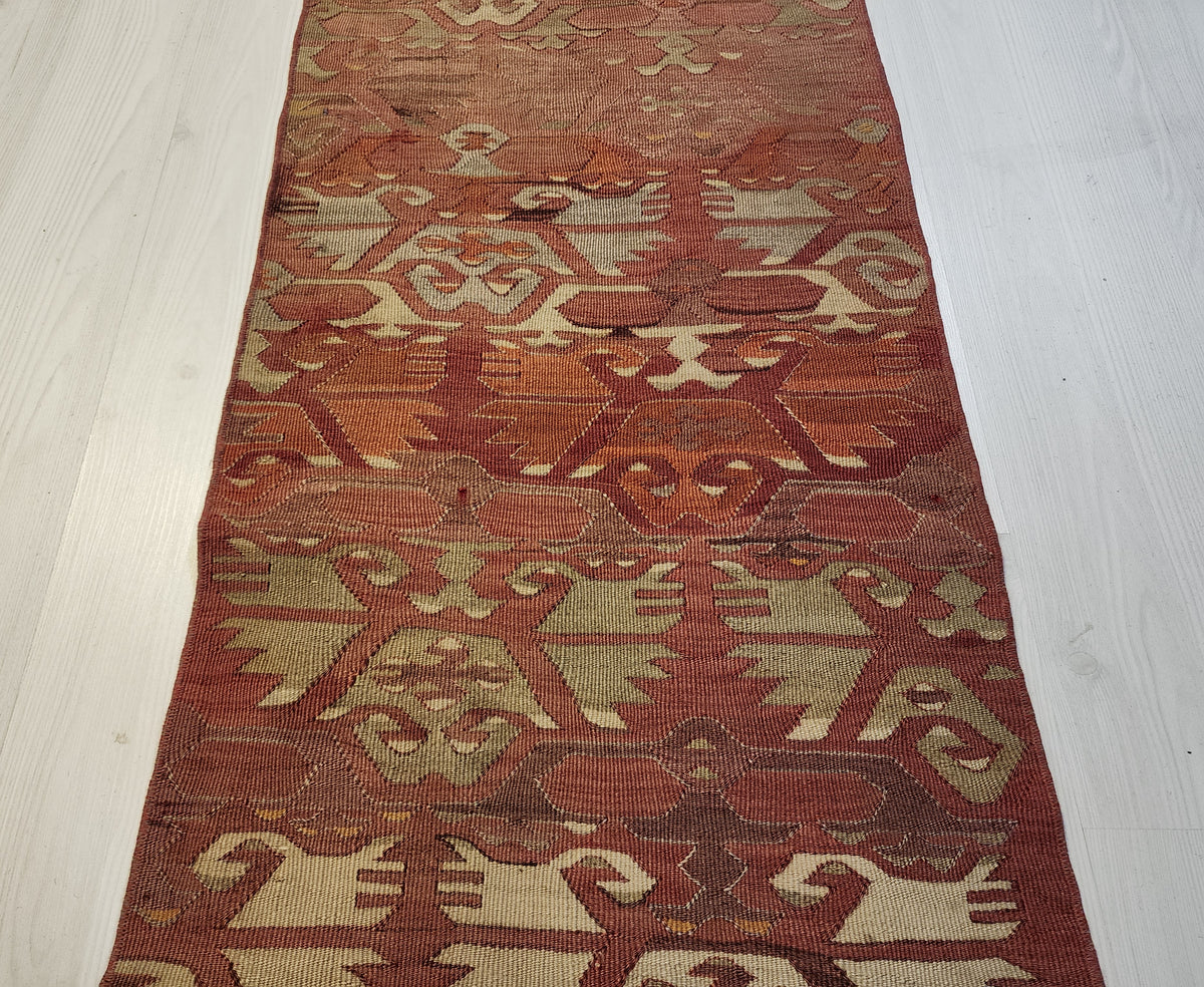 Aristoniki — Authentic Vintage Afyon Kilim Runner – Handwoven Wool Tribal Anatolian Flatweave (53cm x 170cm)