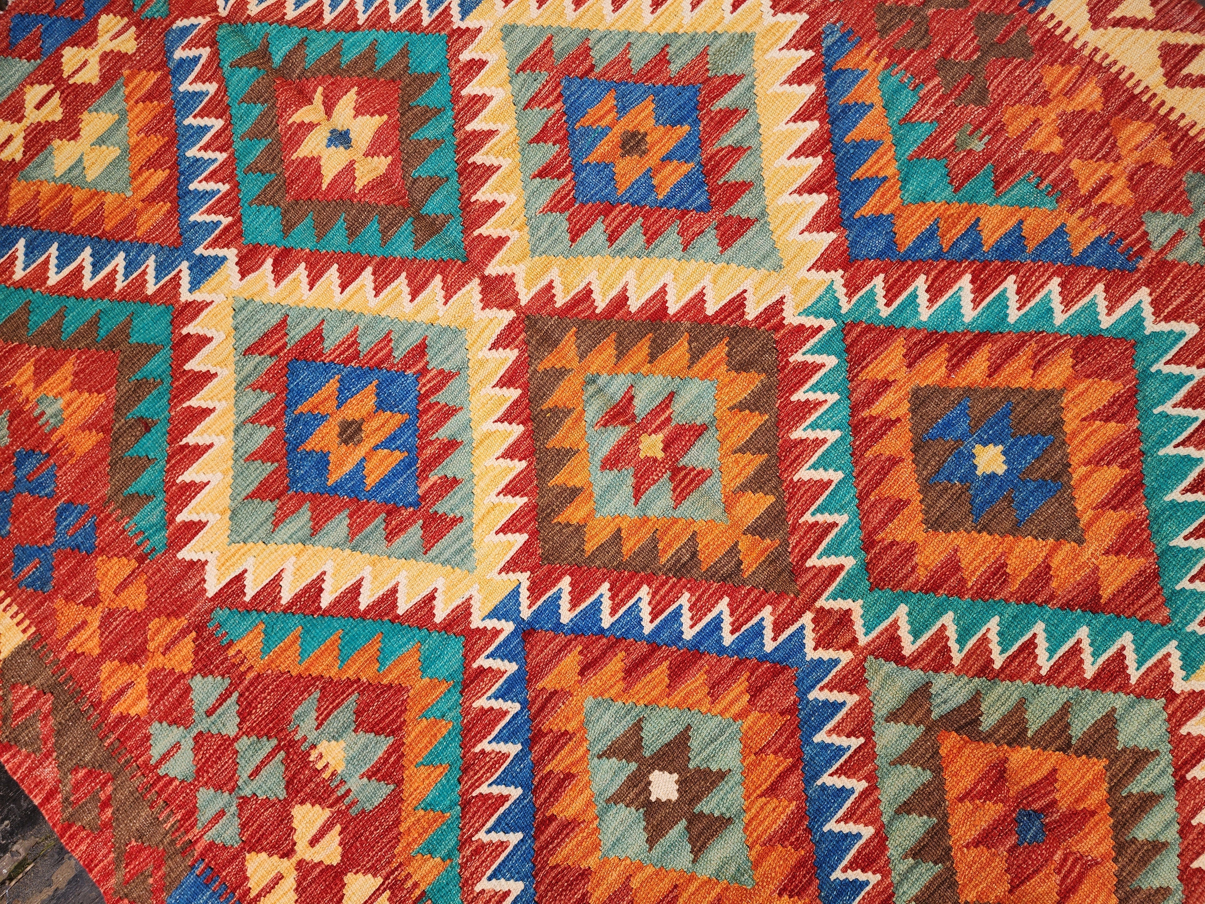 vintage Afghan Wool Area Rug — back view