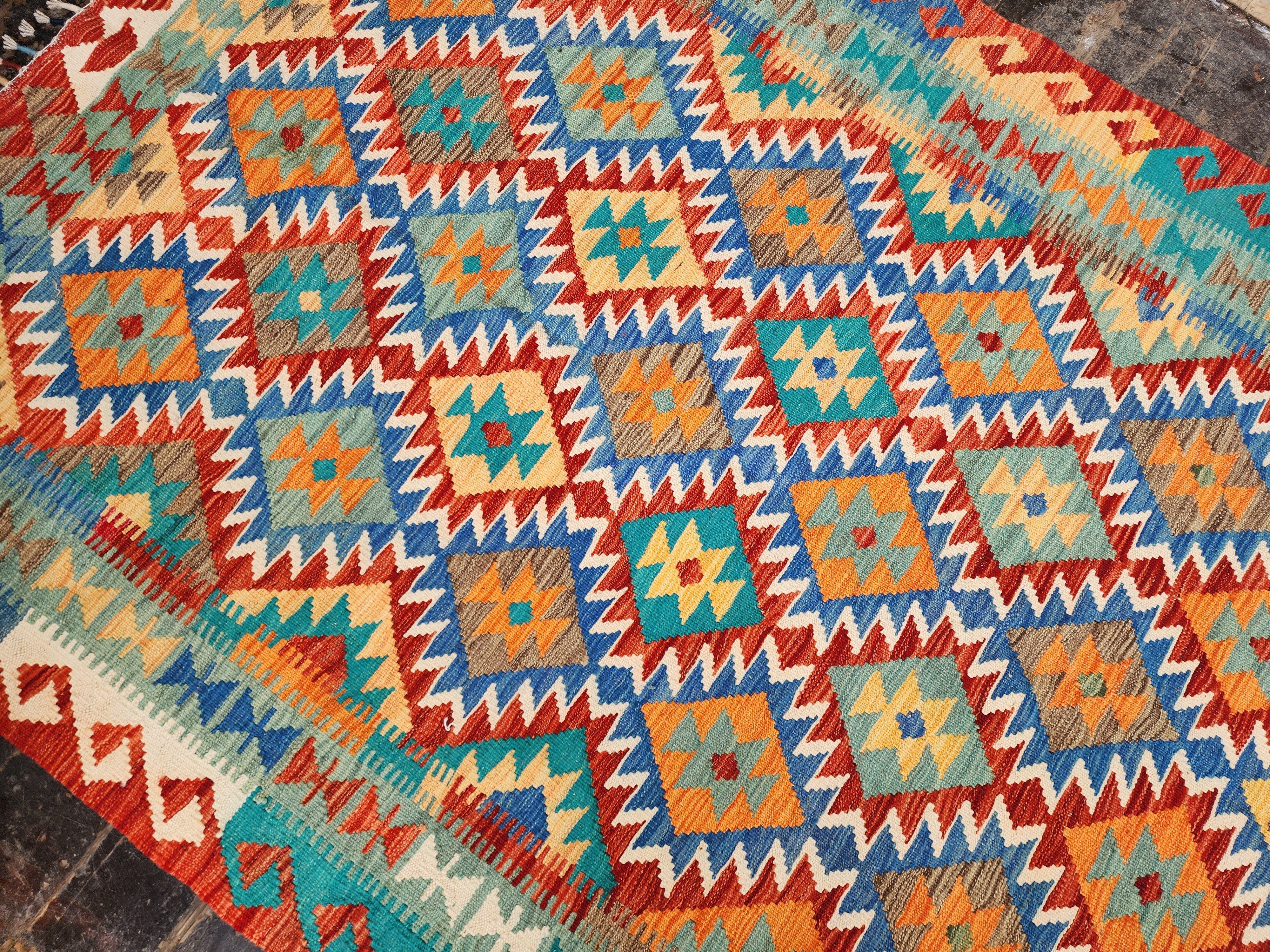 vintage Anatolian Wool Area Rug — back view