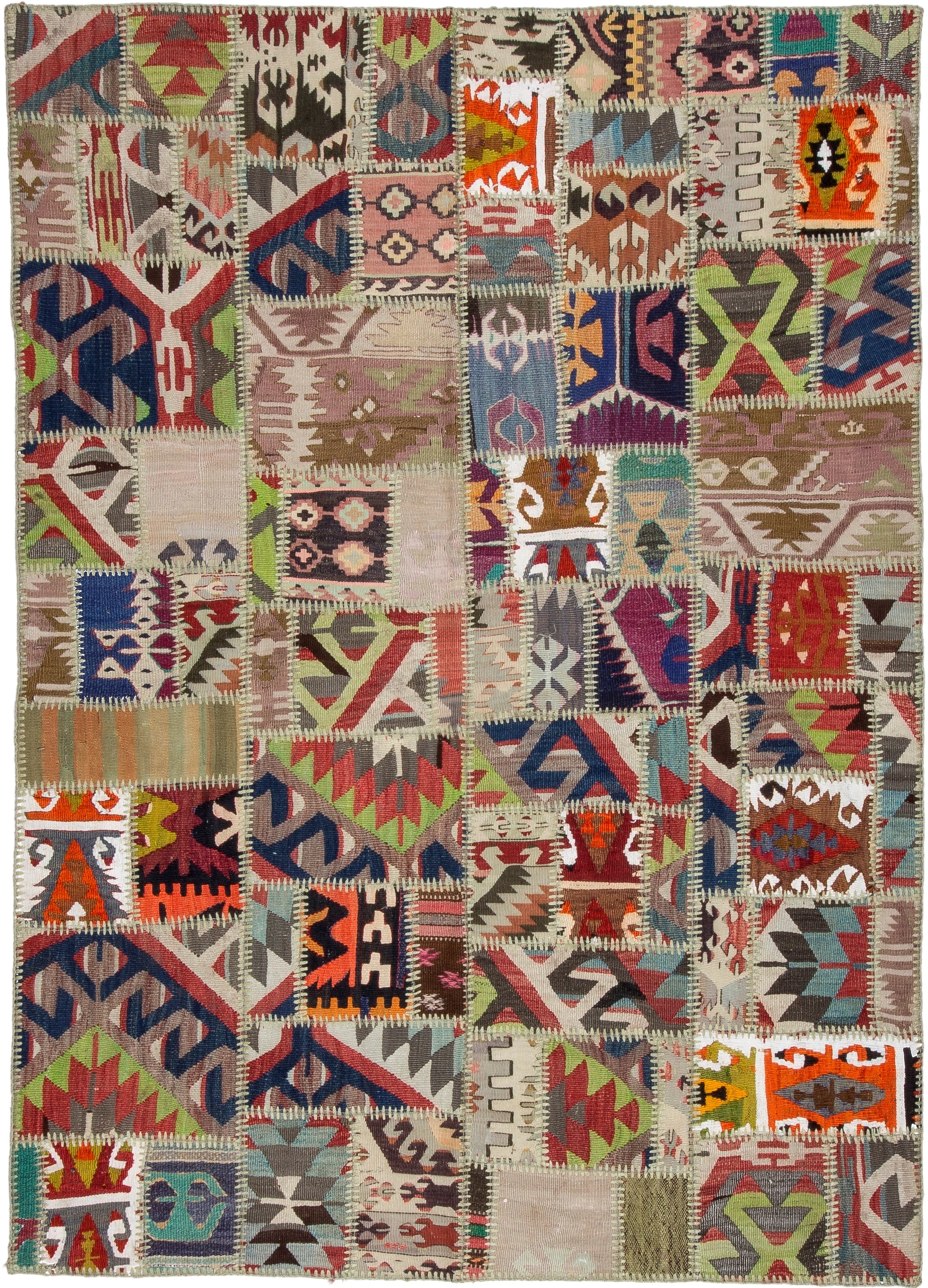 Alfombra Kilim de patchwork multicolor 6'3''x4'6''