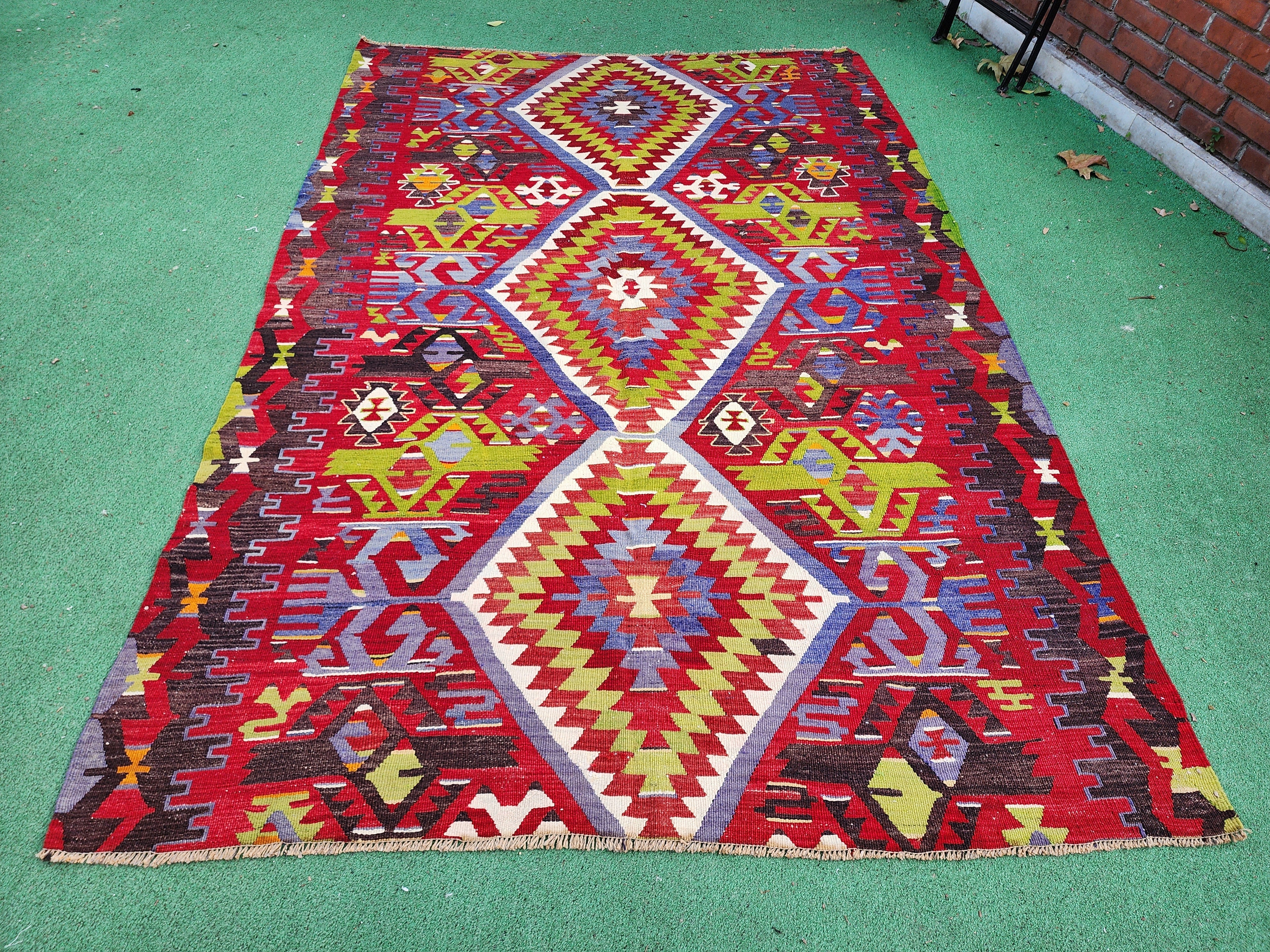vintage Oushak Runner Rug — back view