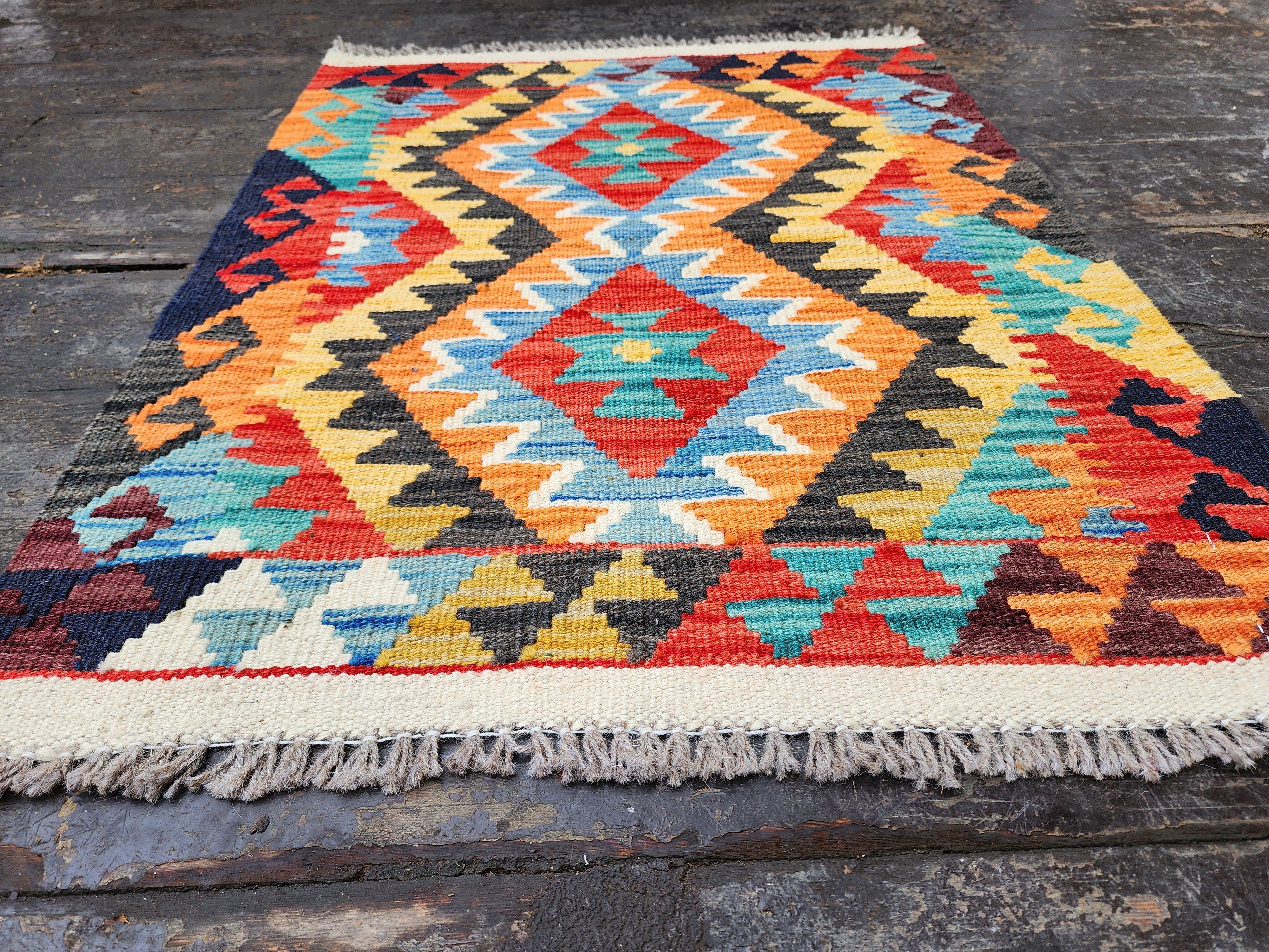 vintage Anatolian Wool Small Rug — detail texture