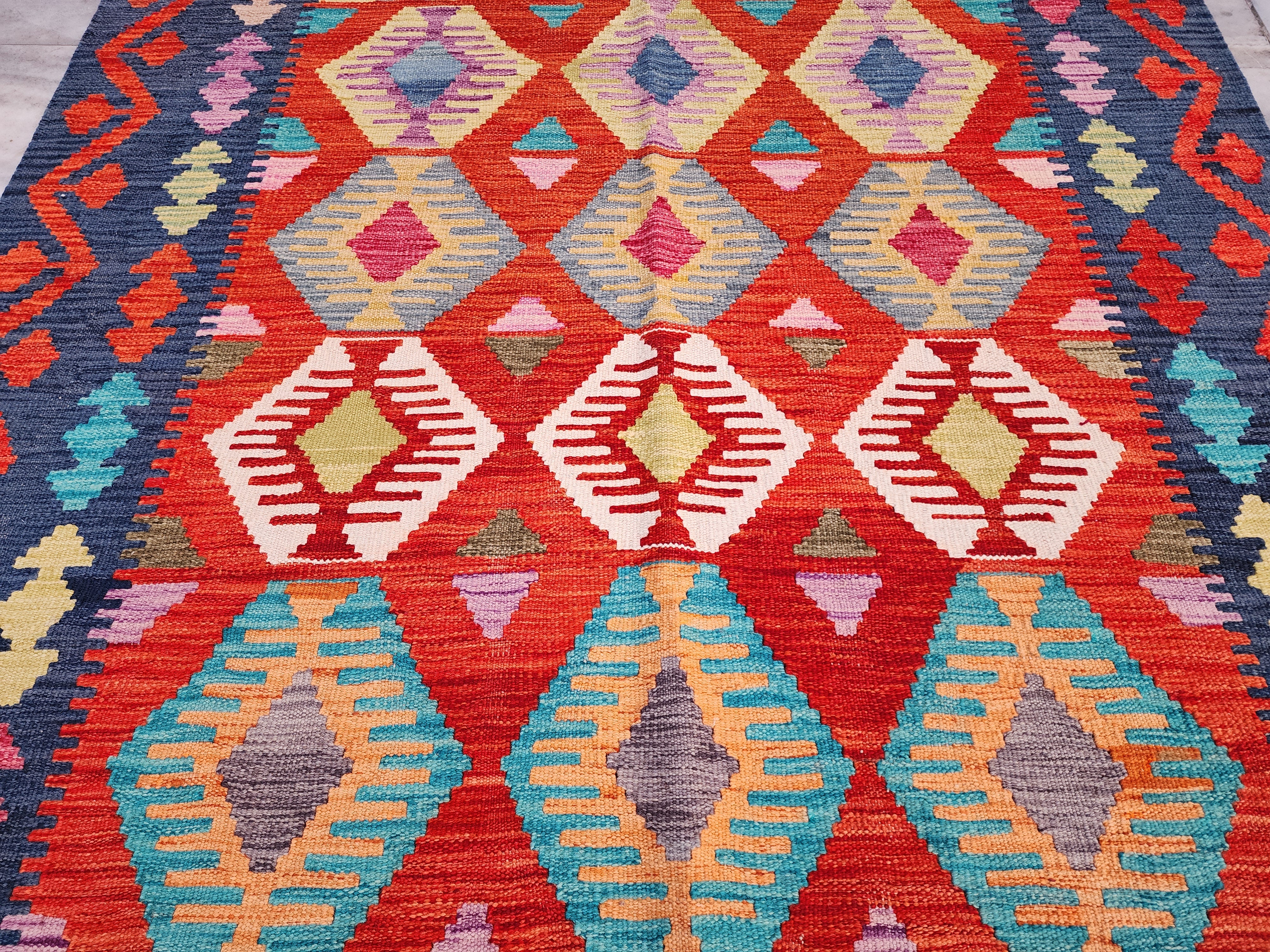 Dingirmah — Handmade Turkish Kilim Rug: Vintage Wool Anatolian Boho Decor 5x7
