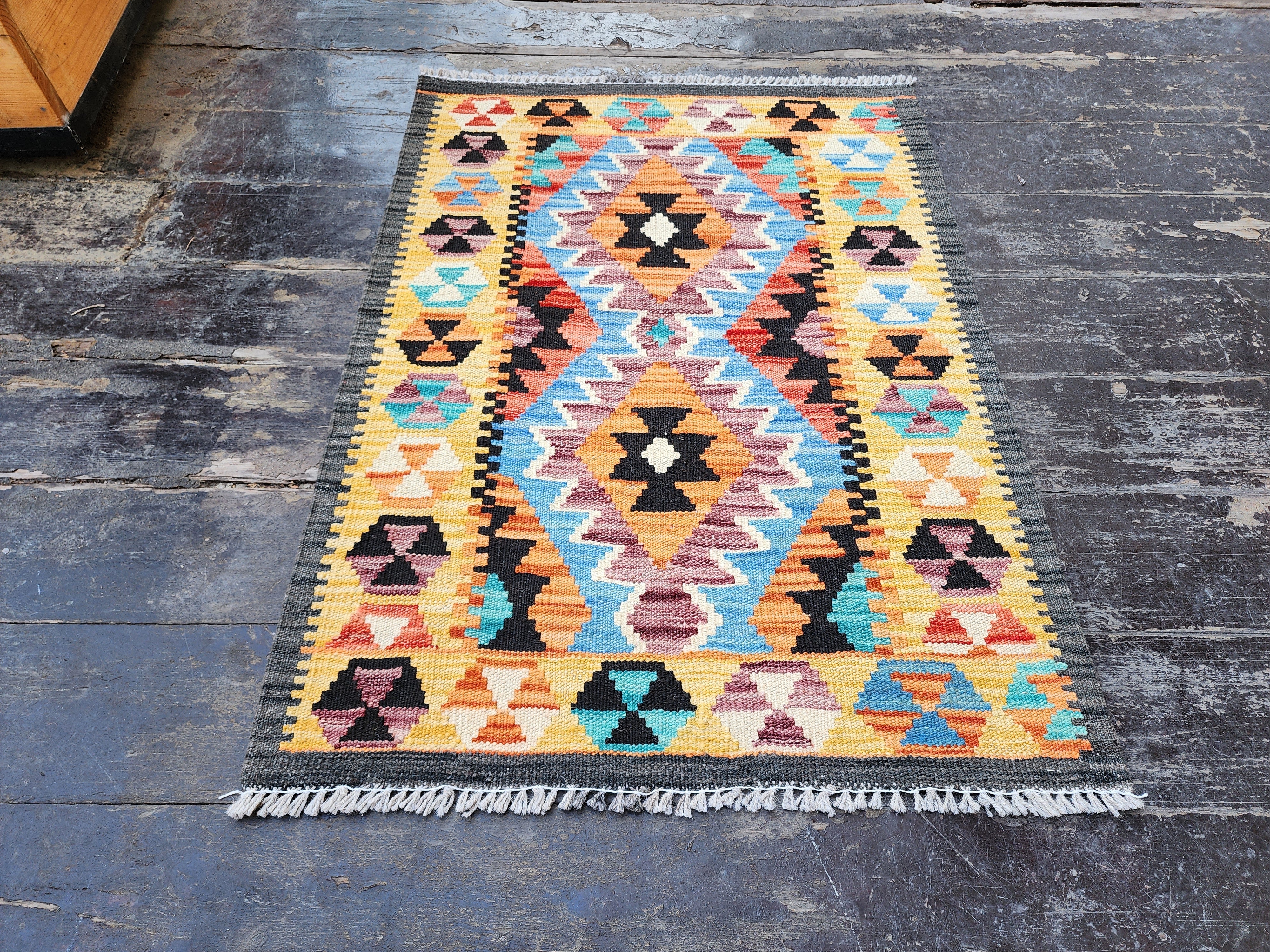 vintage Anatolian Wool Small Rug — back view