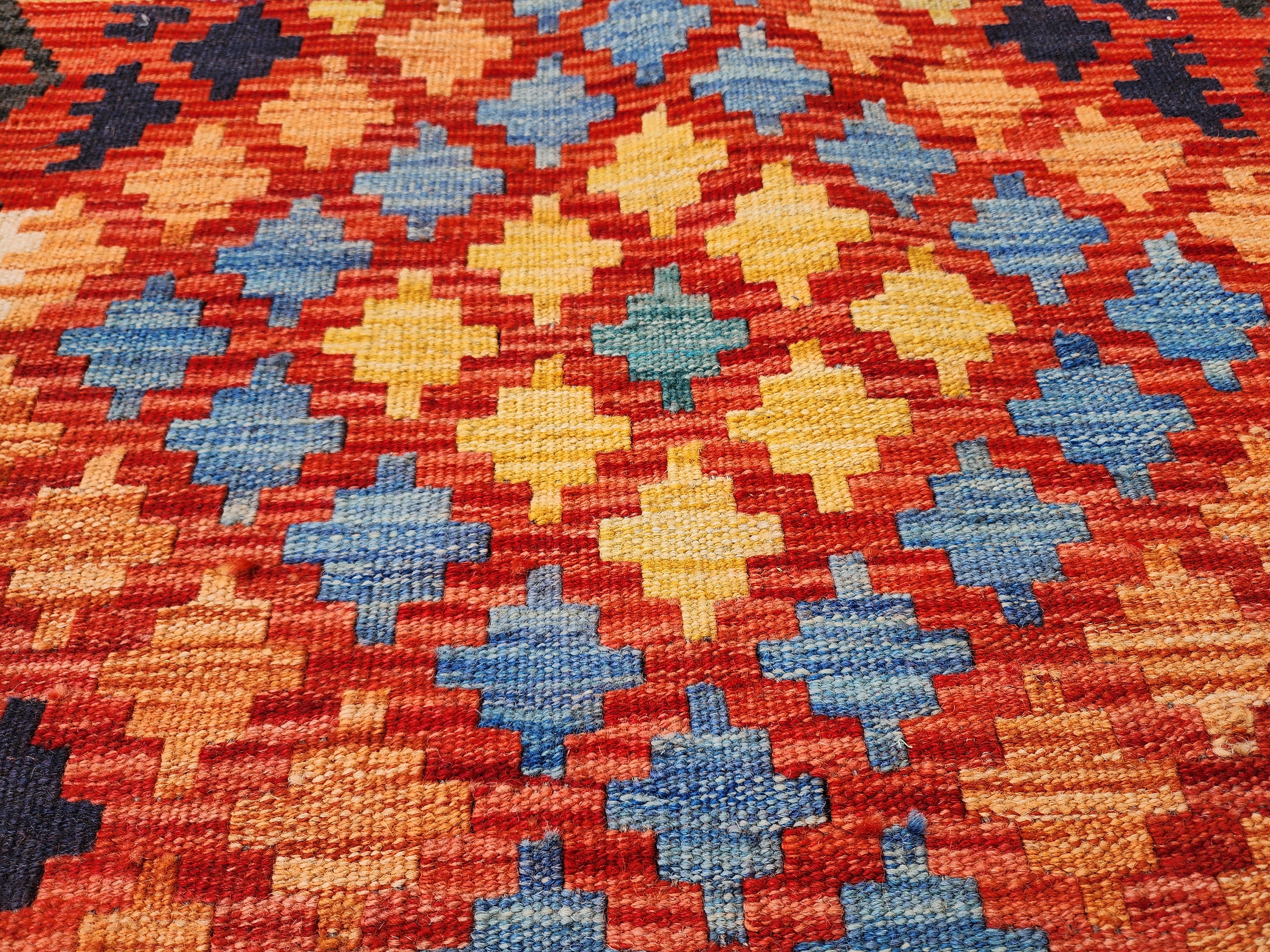 Small Afghan Maimana Kilim Rug 3 x 2 ft Multicolor Turkish Southwest Aztec Boho Rustic Handmade Natural Wool Persian Door Mat Rug