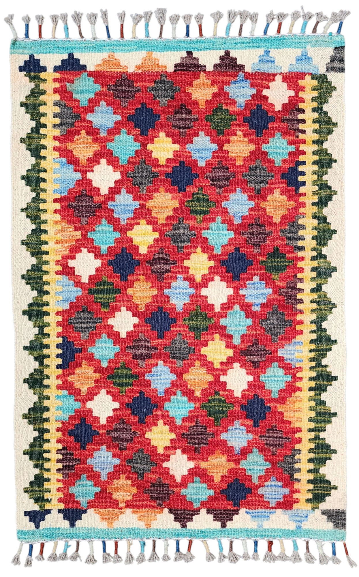 Rainbow Turkish Kilim, ''3"x''2"