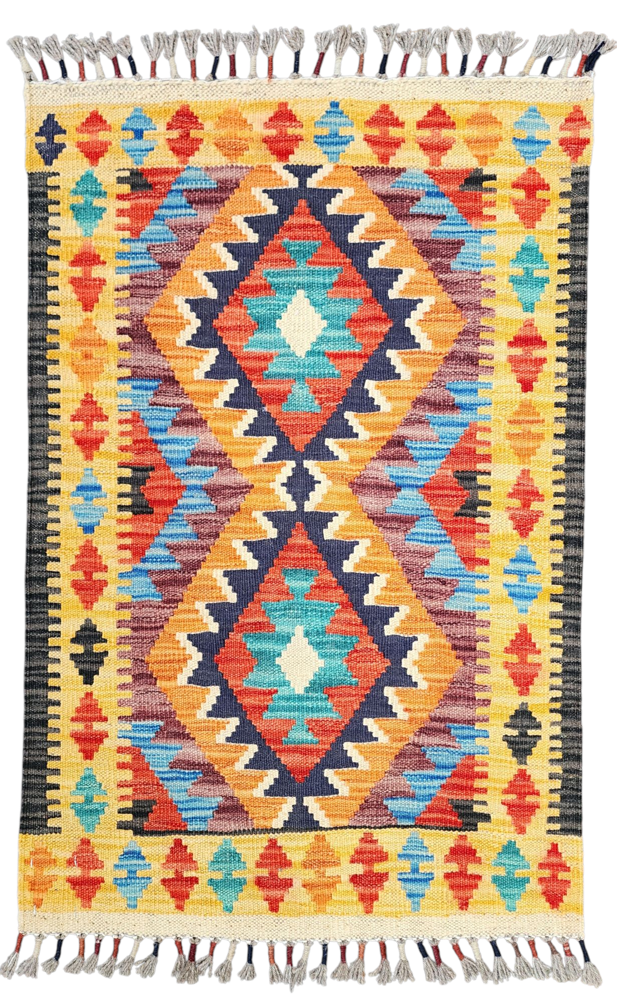 Rainbow Turkish Kilim, ''3"x''2"