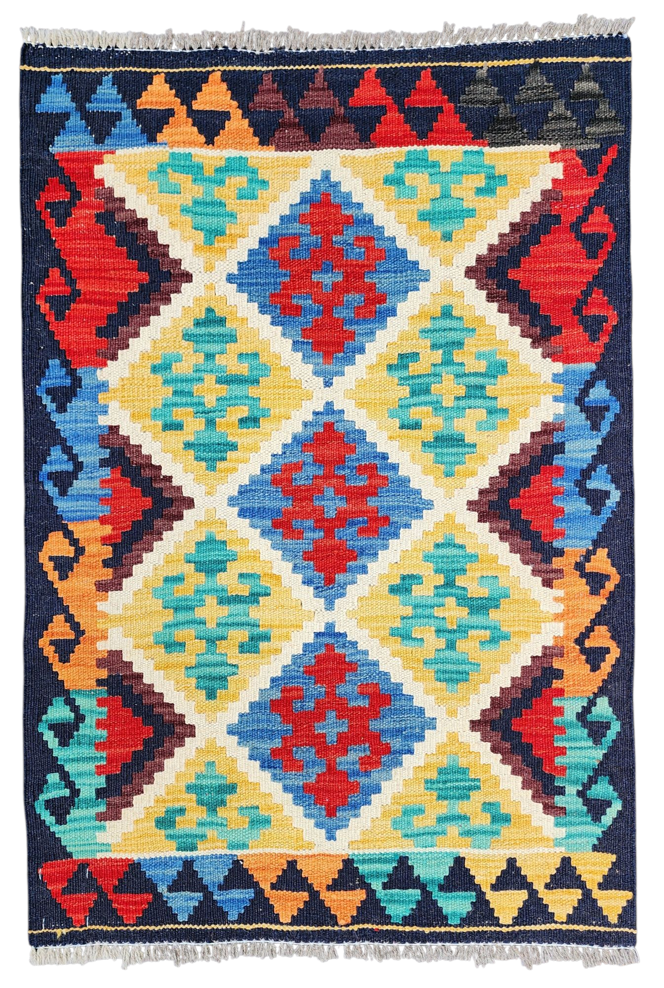 Rainbow Turkish Kilim, ''3"x''2"