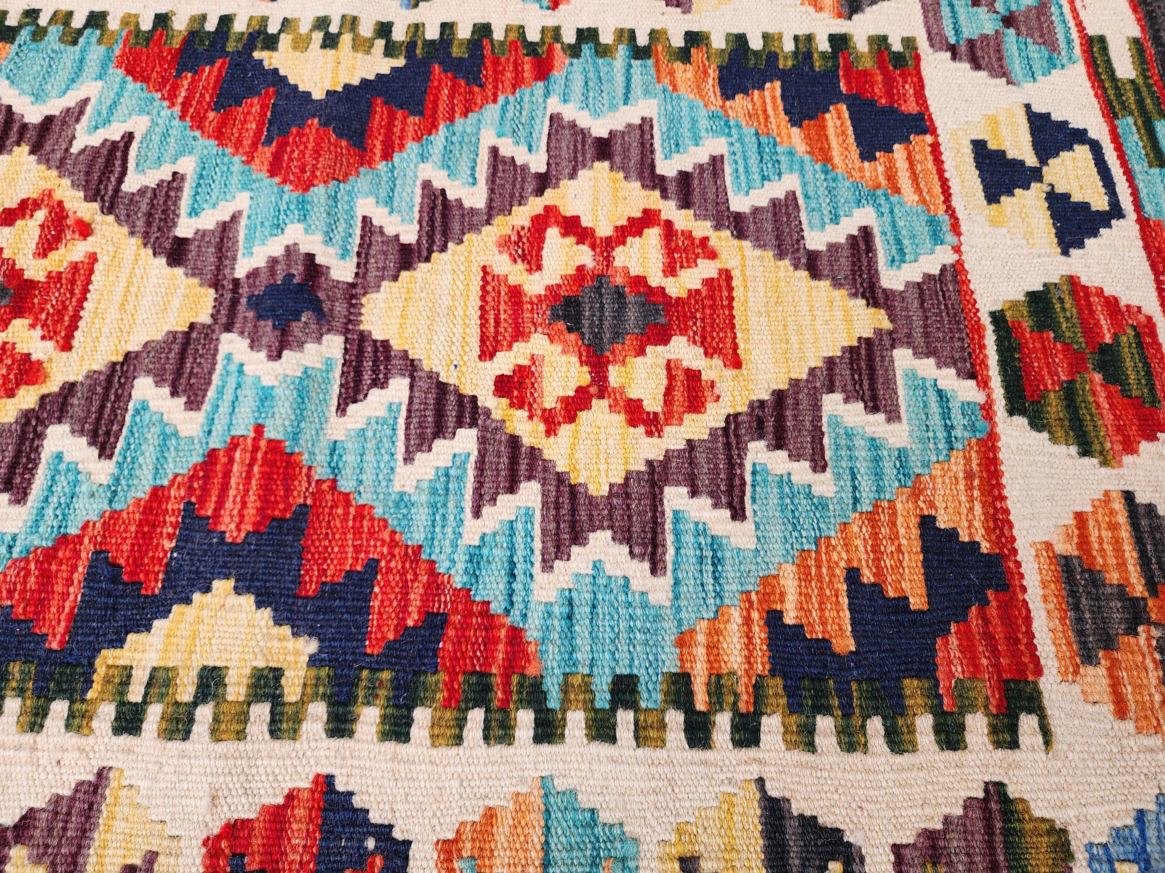 Small Afghan Maimana Kilim Rug 3 x 2 ft Multicolor Turkish Southwest Aztec Boho Rustic Handmade Natural Wool Persian Door Mat Rug