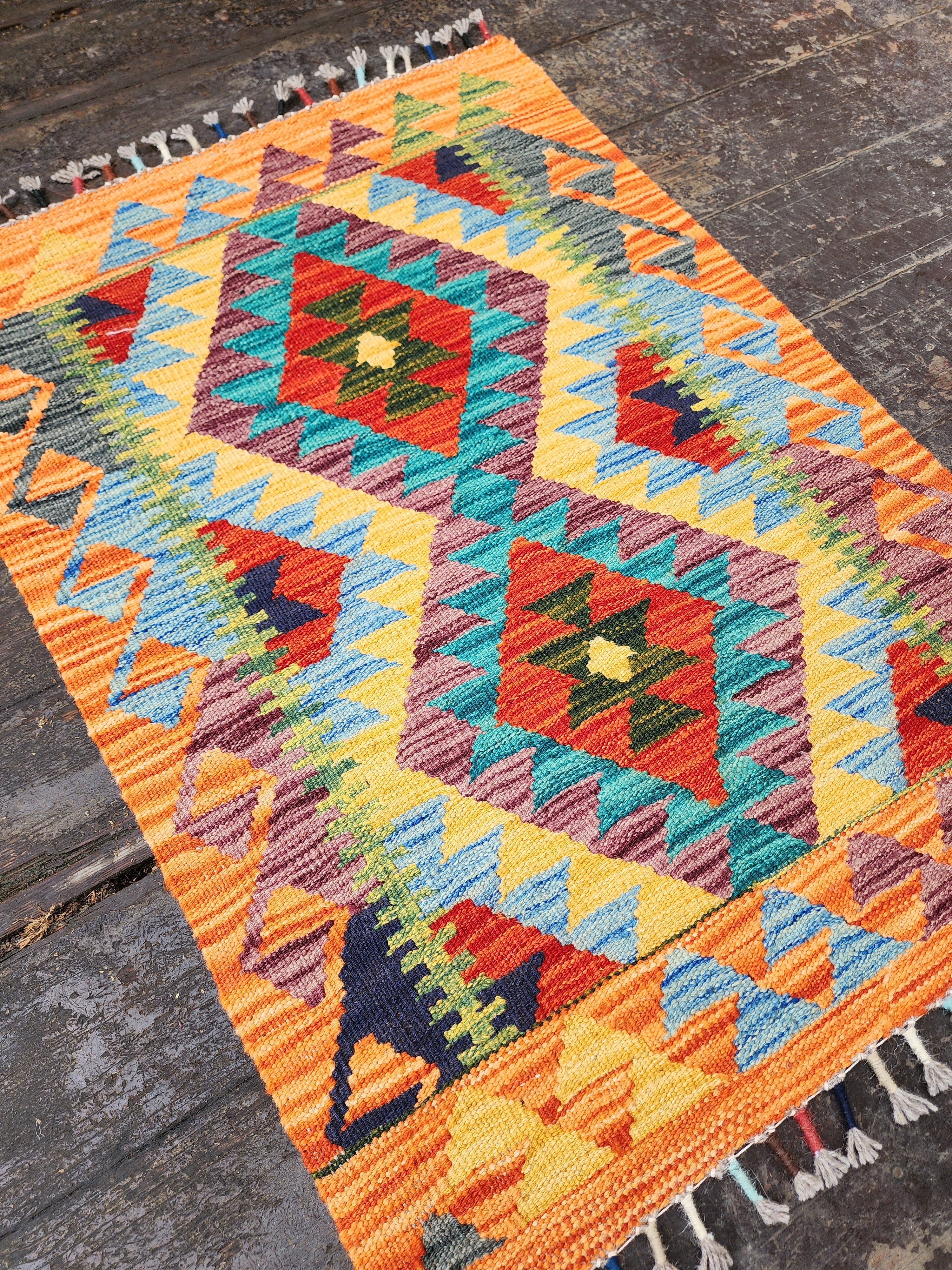 vintage Anatolian Wool Small Rug — back view