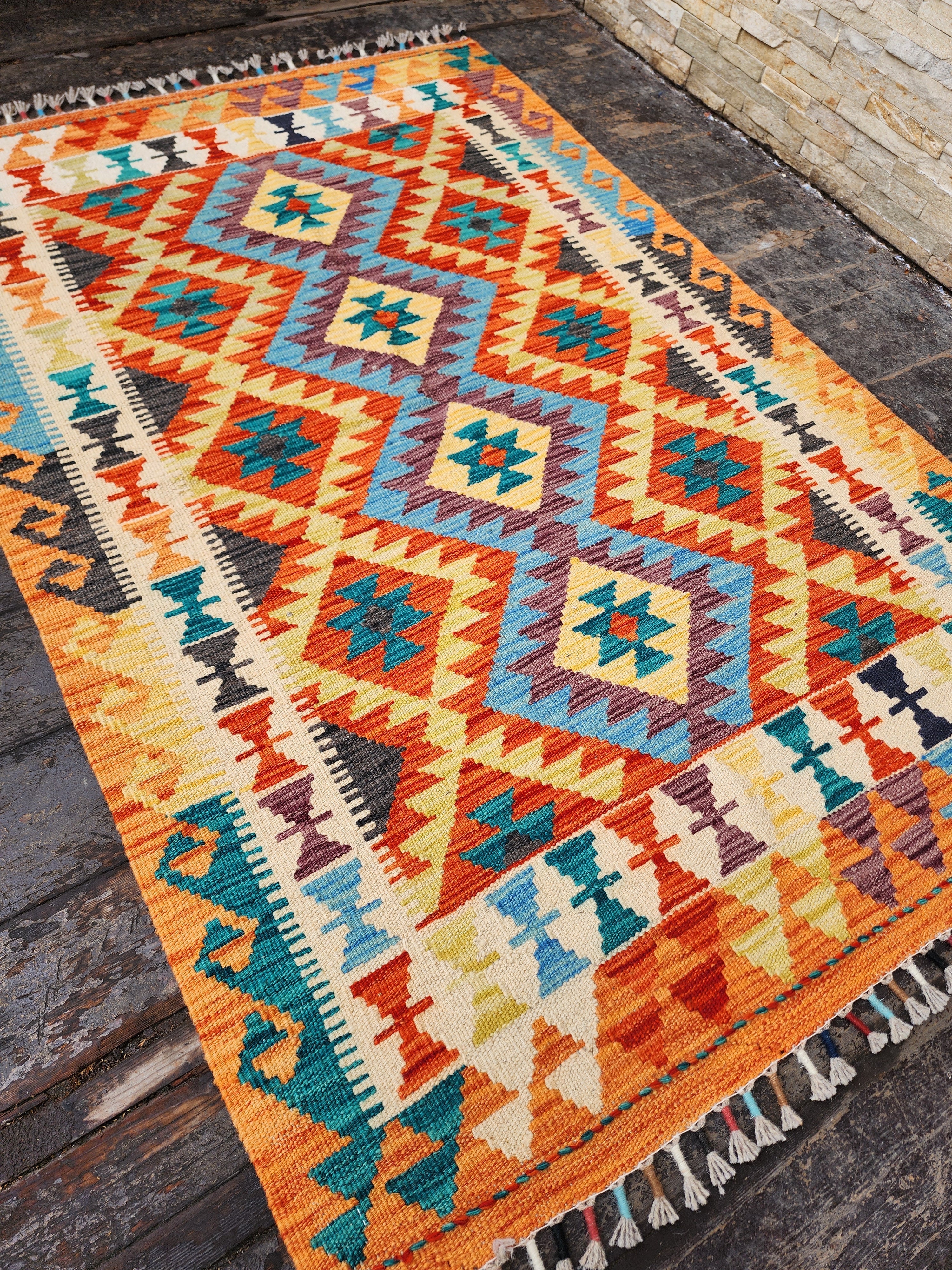 vintage Anatolian Wool Small Rug — back view