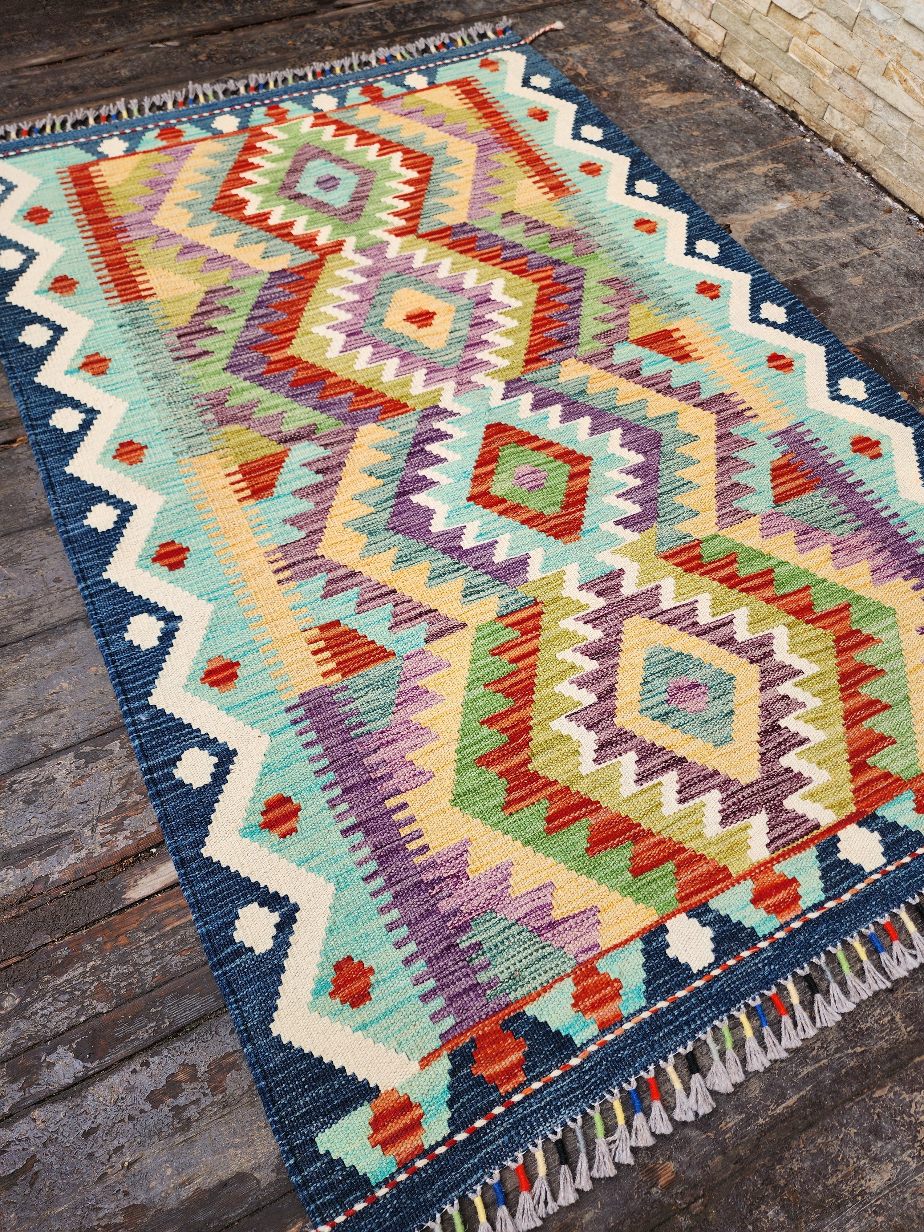 vintage Anatolian Wool Small Rug — back view