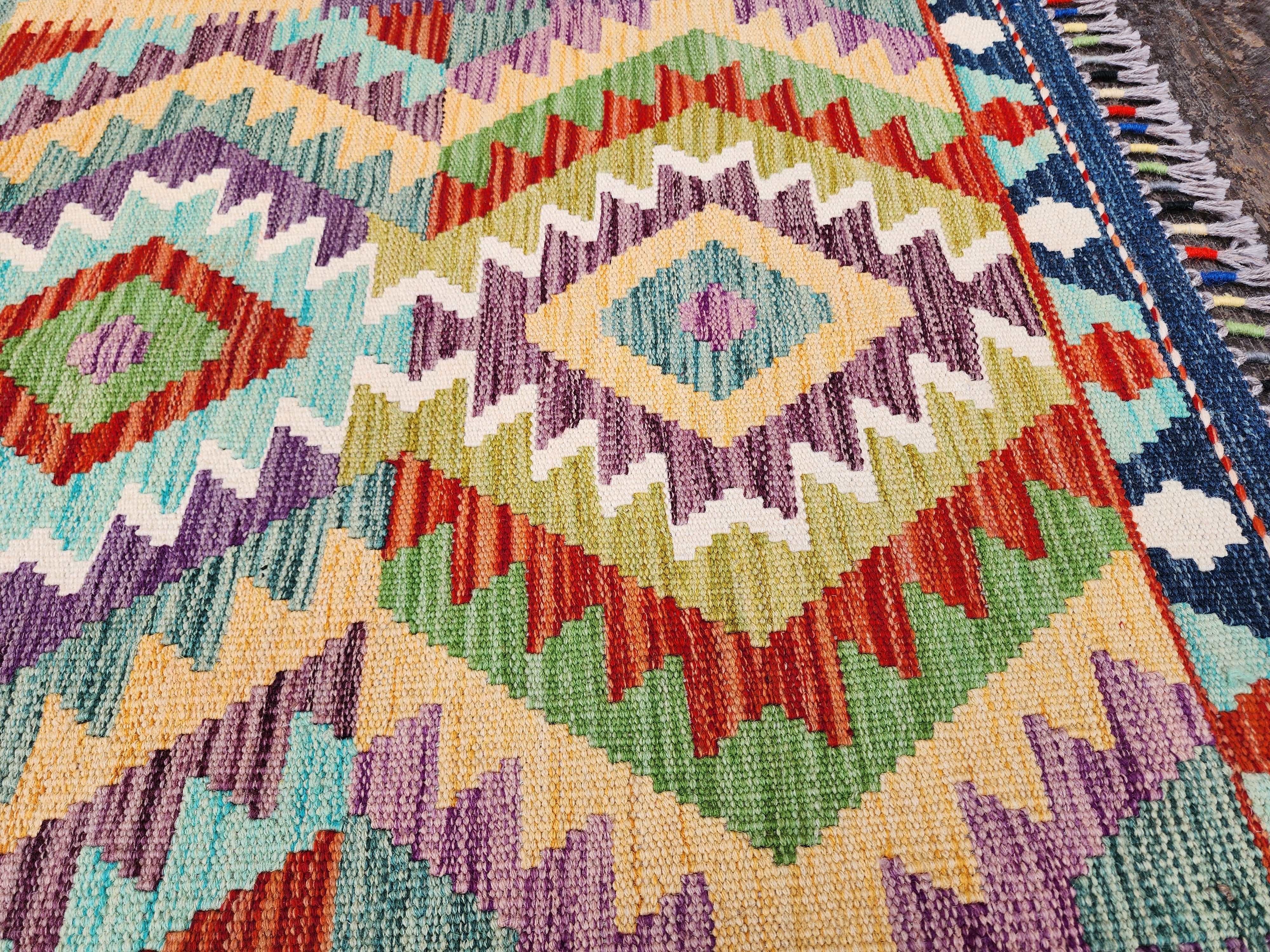 vintage Anatolian Wool Small Rug — edge weave