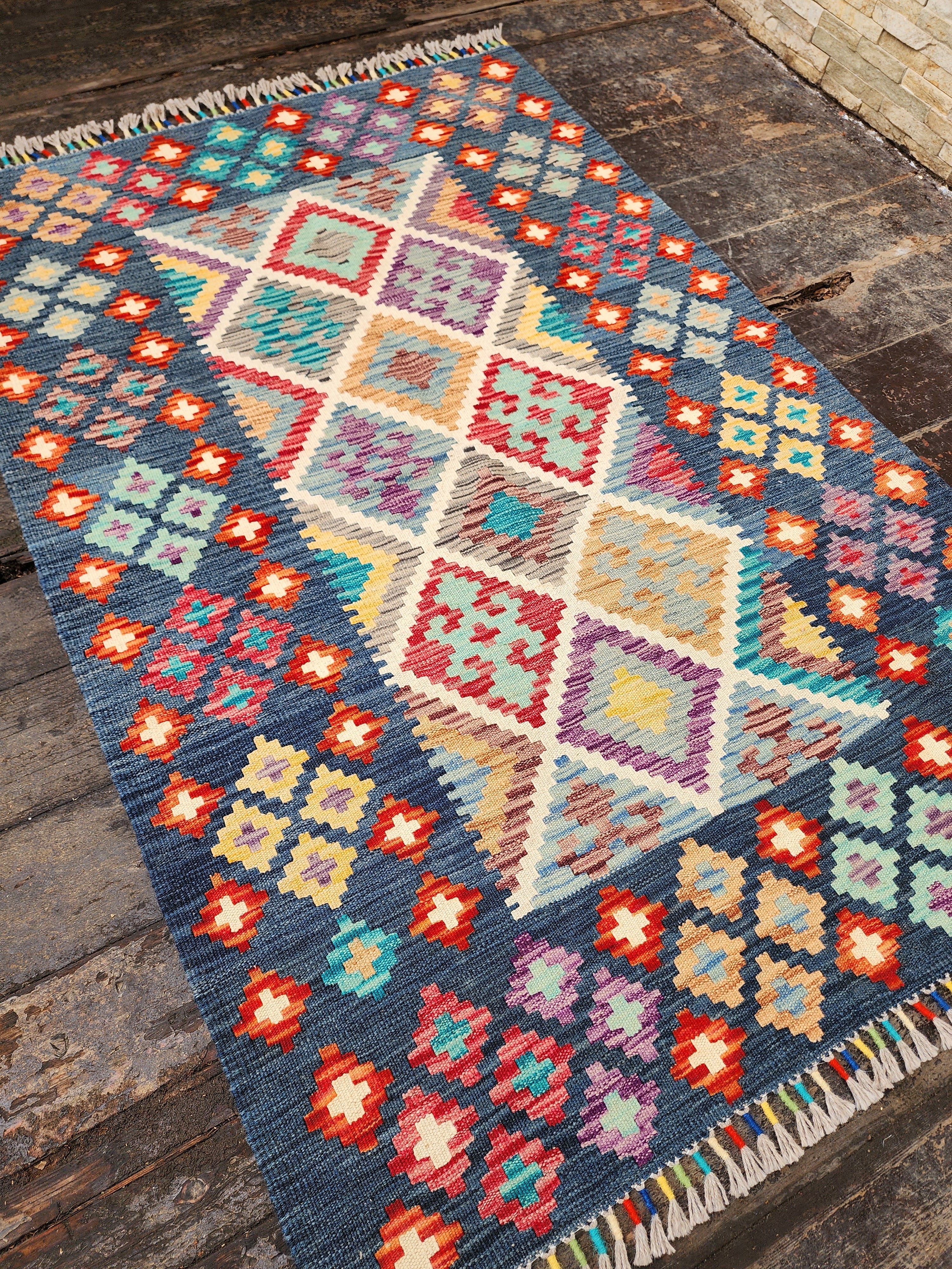 vintage Anatolian Wool Small Rug — back view