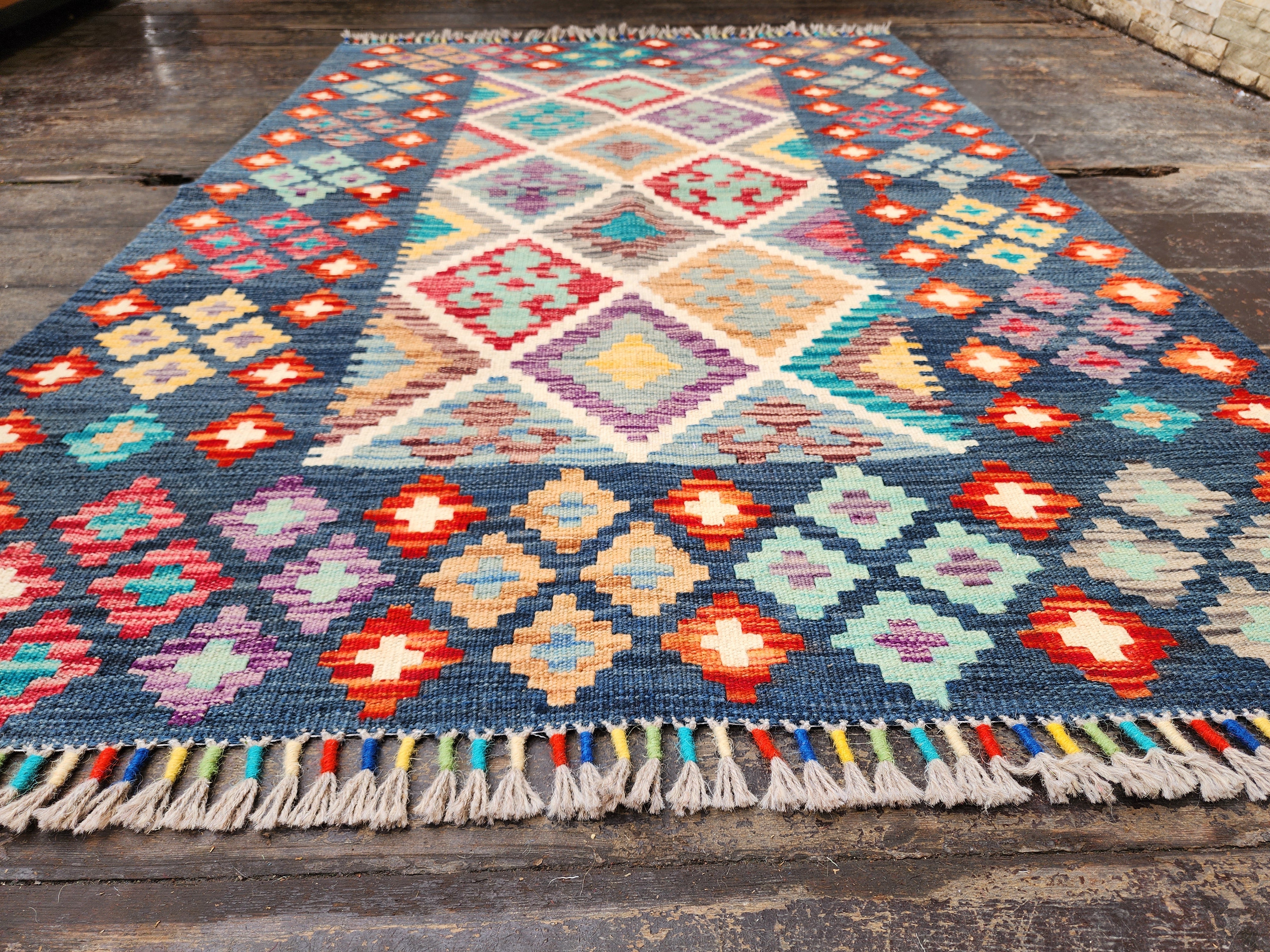 vintage Anatolian Wool Small Rug — colour close-up
