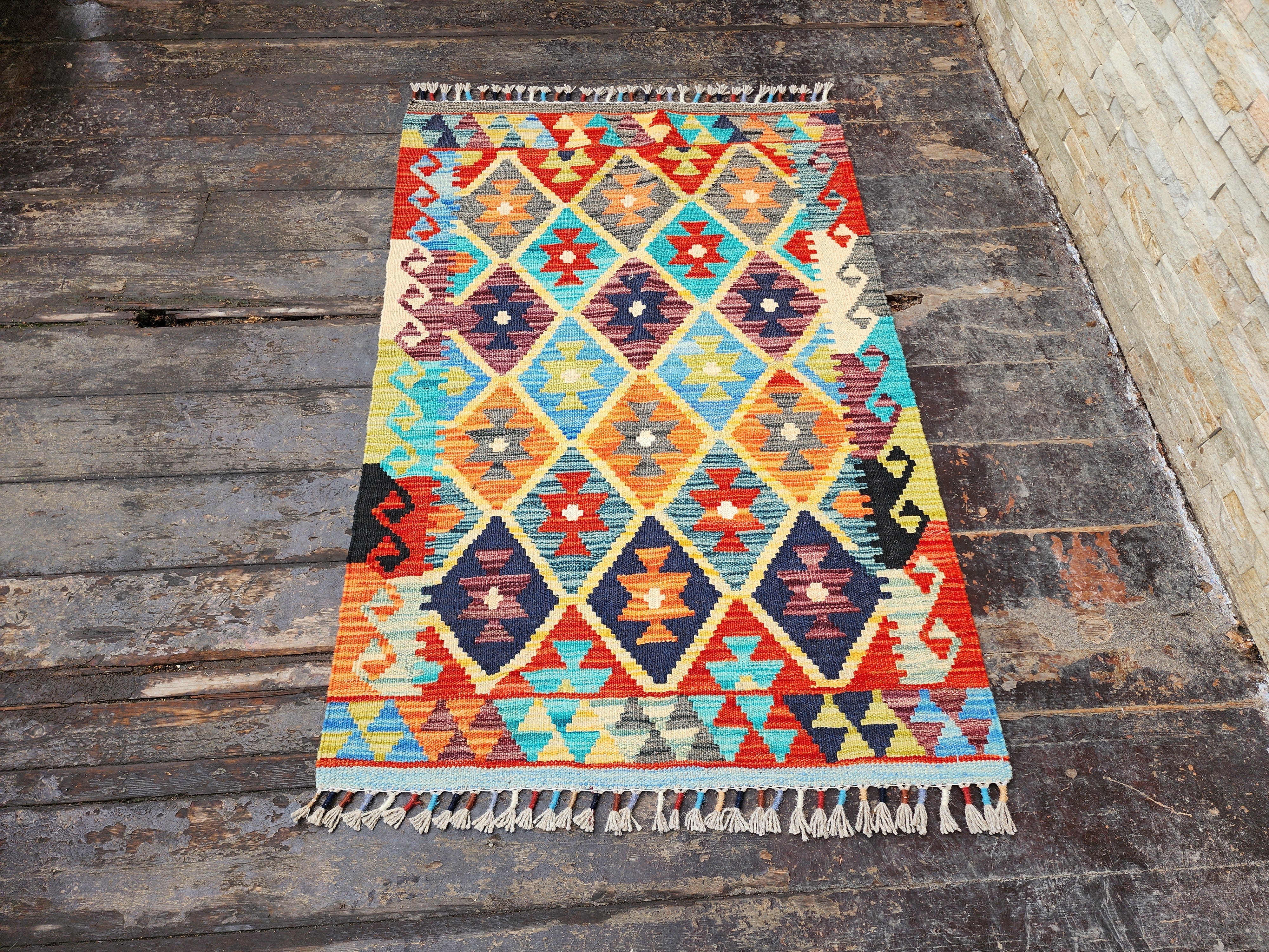 vintage Anatolian Wool Small Rug — detail texture