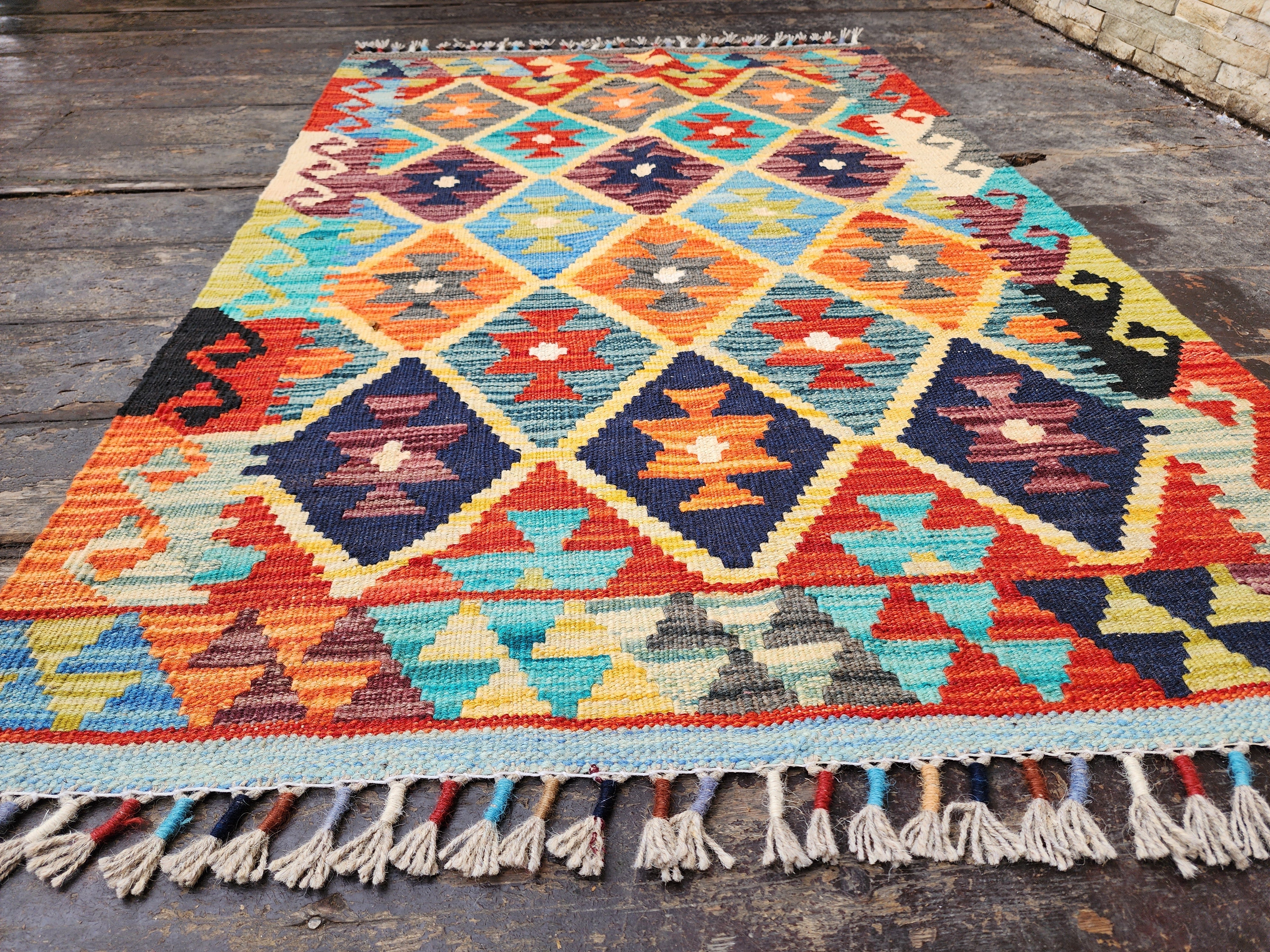 vintage Anatolian Wool Small Rug — border pattern