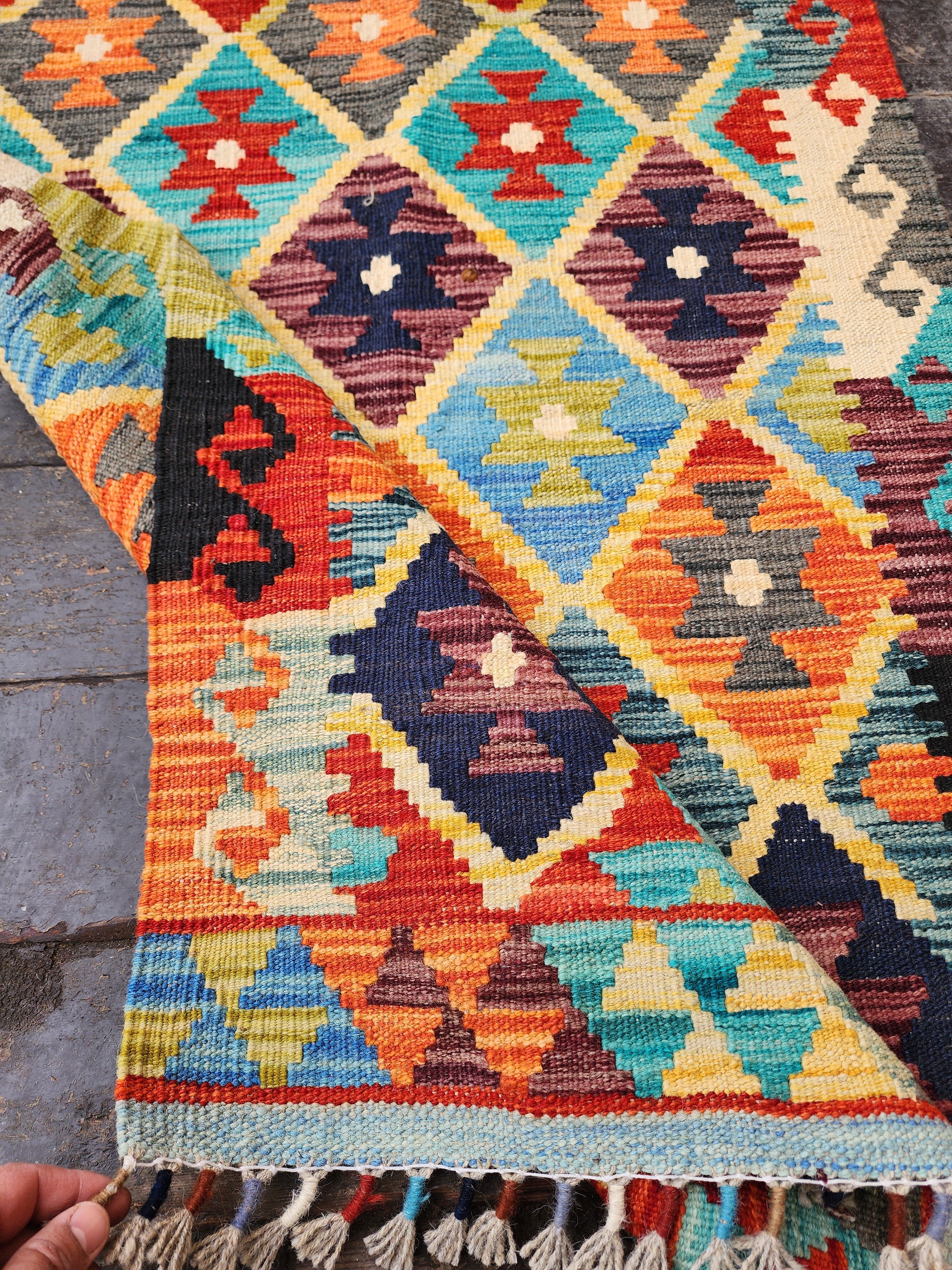 vintage Anatolian Wool Small Rug — back view