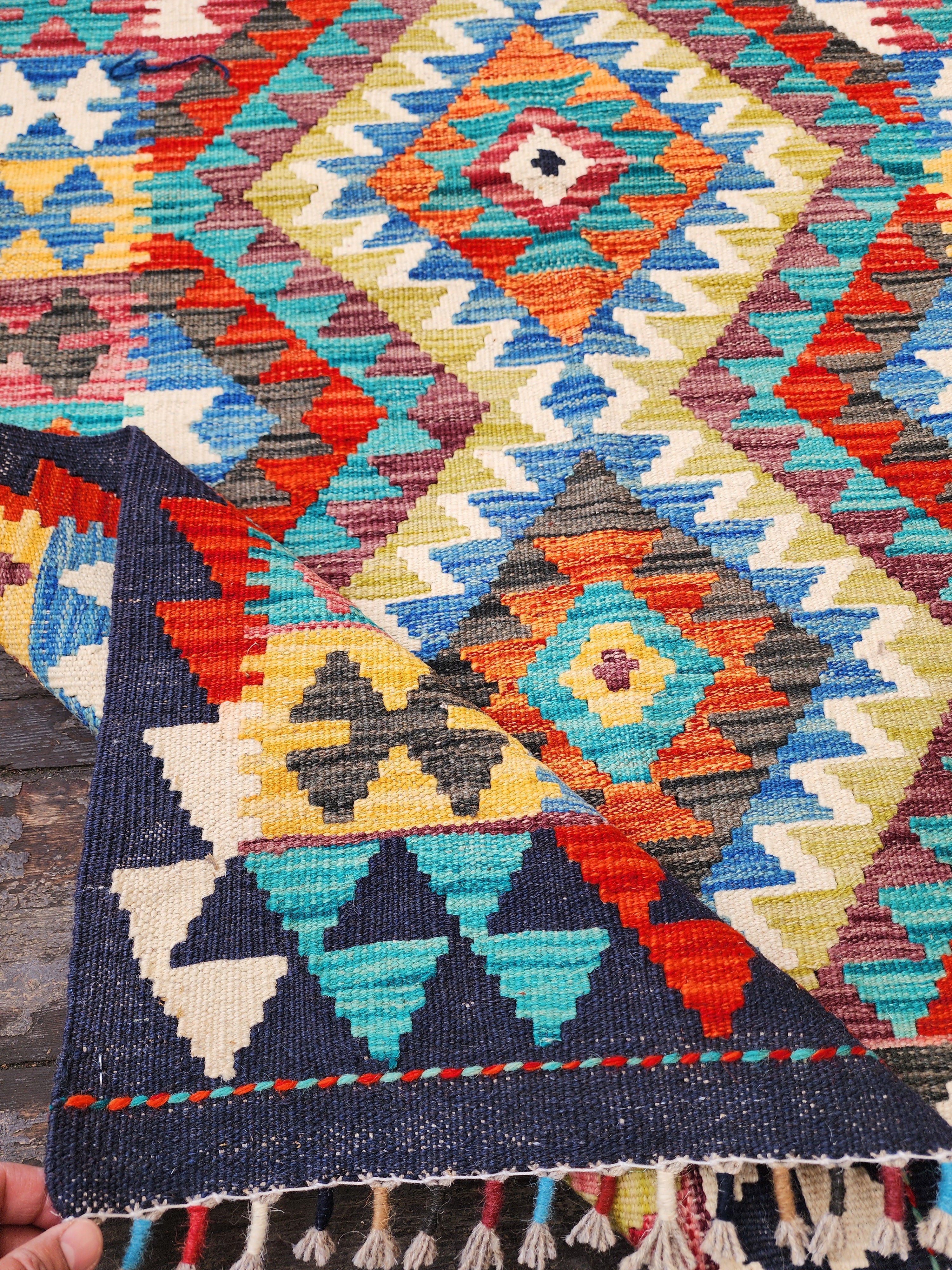 antique Oushak Wool Small Rug — in setting
