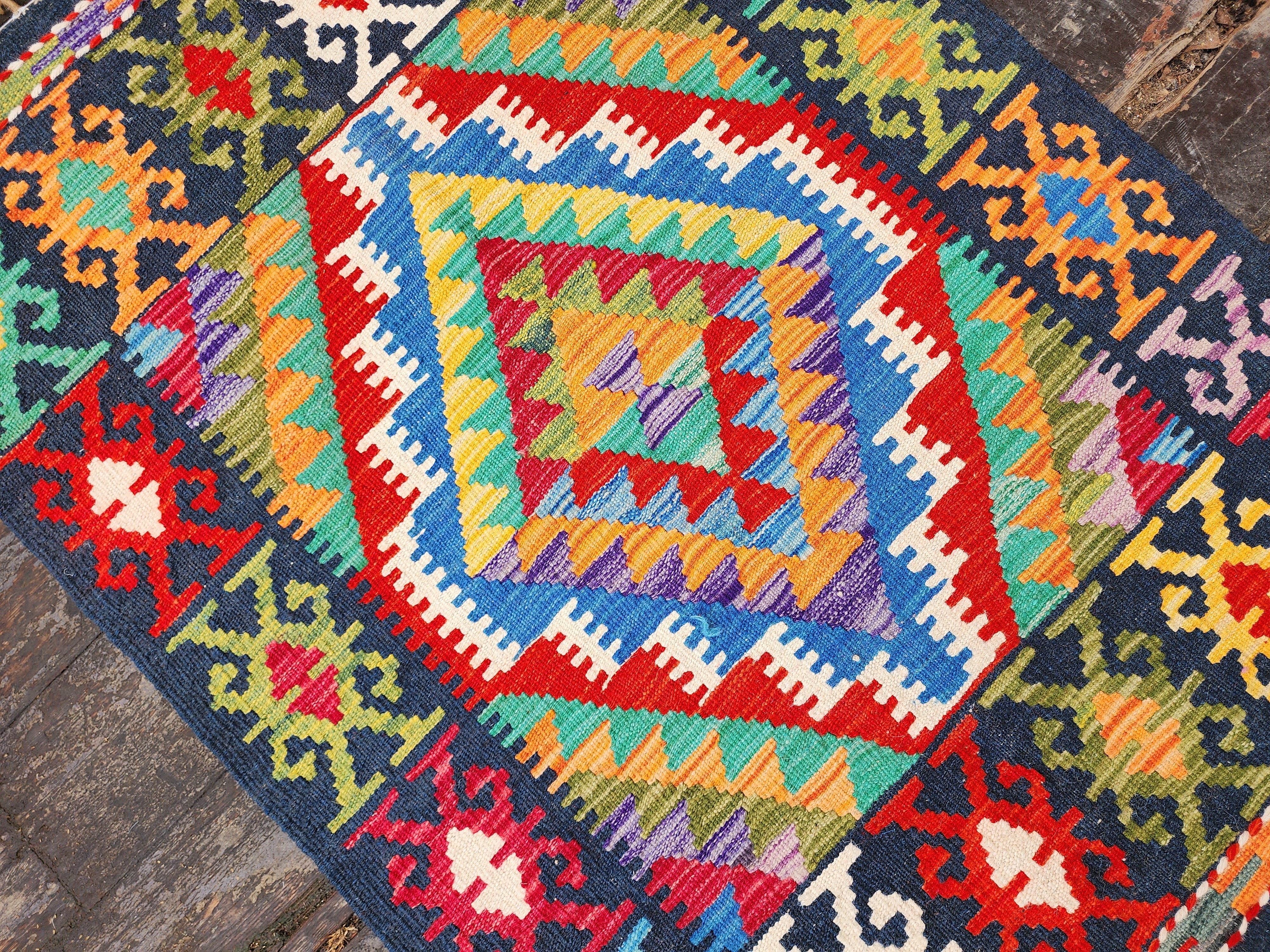vintage Kilim Area Rug — pattern close-up