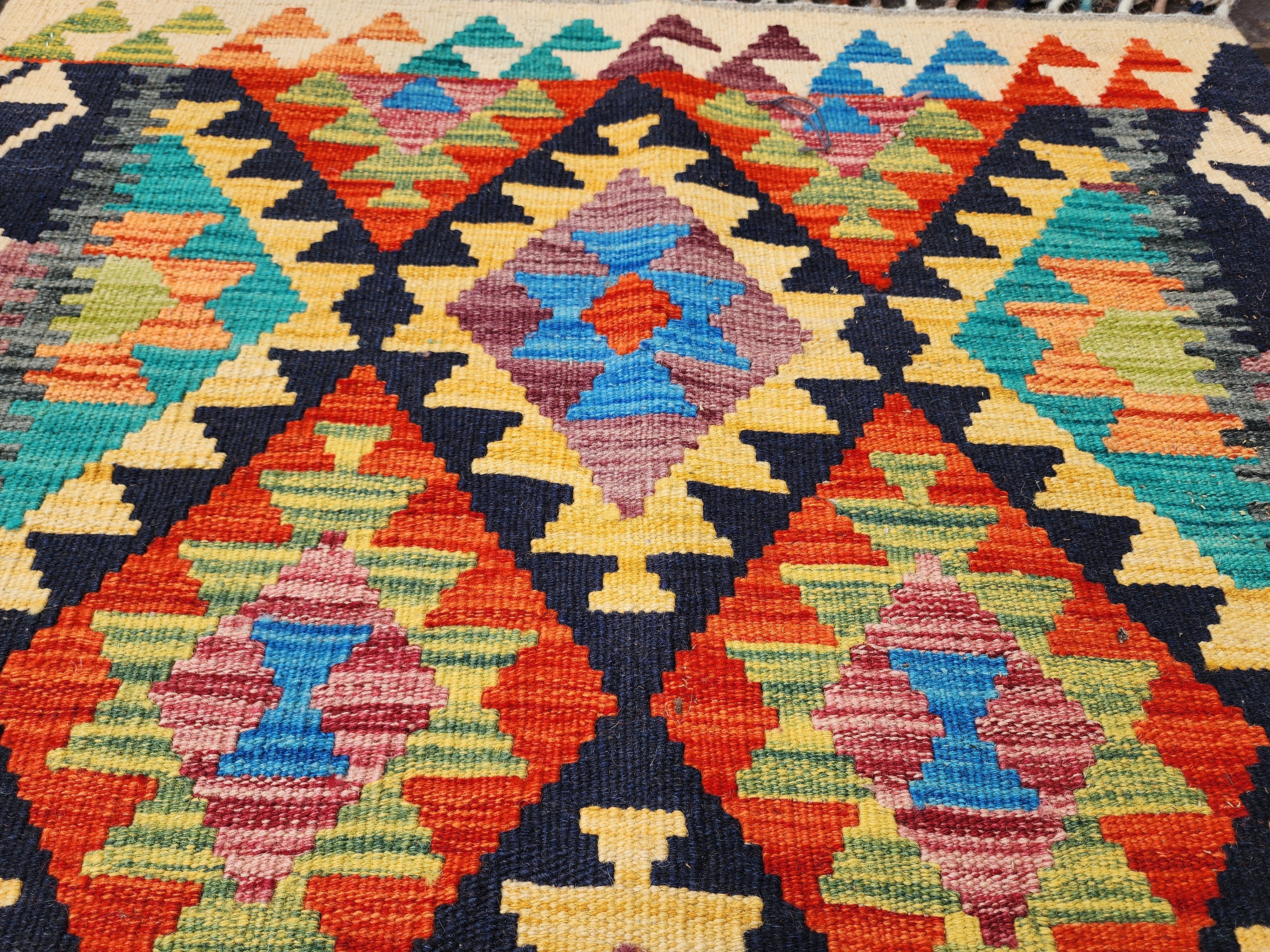 vintage Kilim Small Rug — pile detail