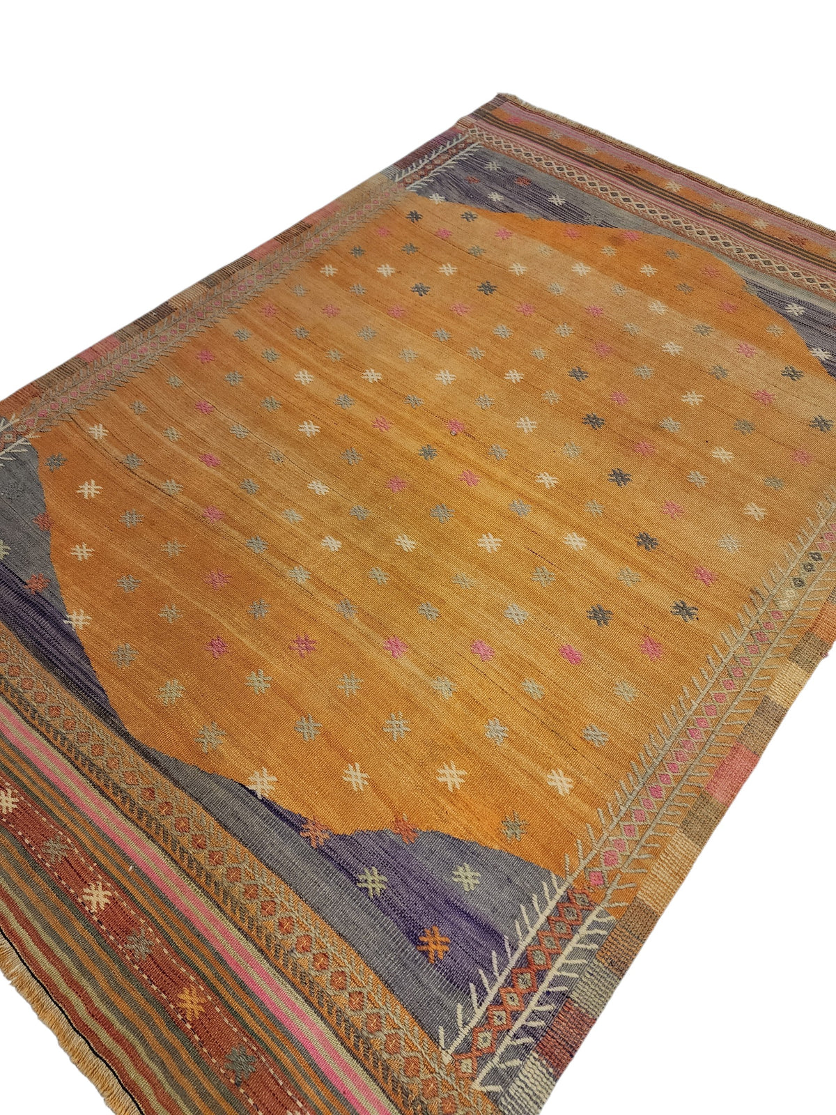 Vintage Fethiye Kilim Rug, Tahtacı Tribal Flatweave, Natural Dye Wool Area Rug