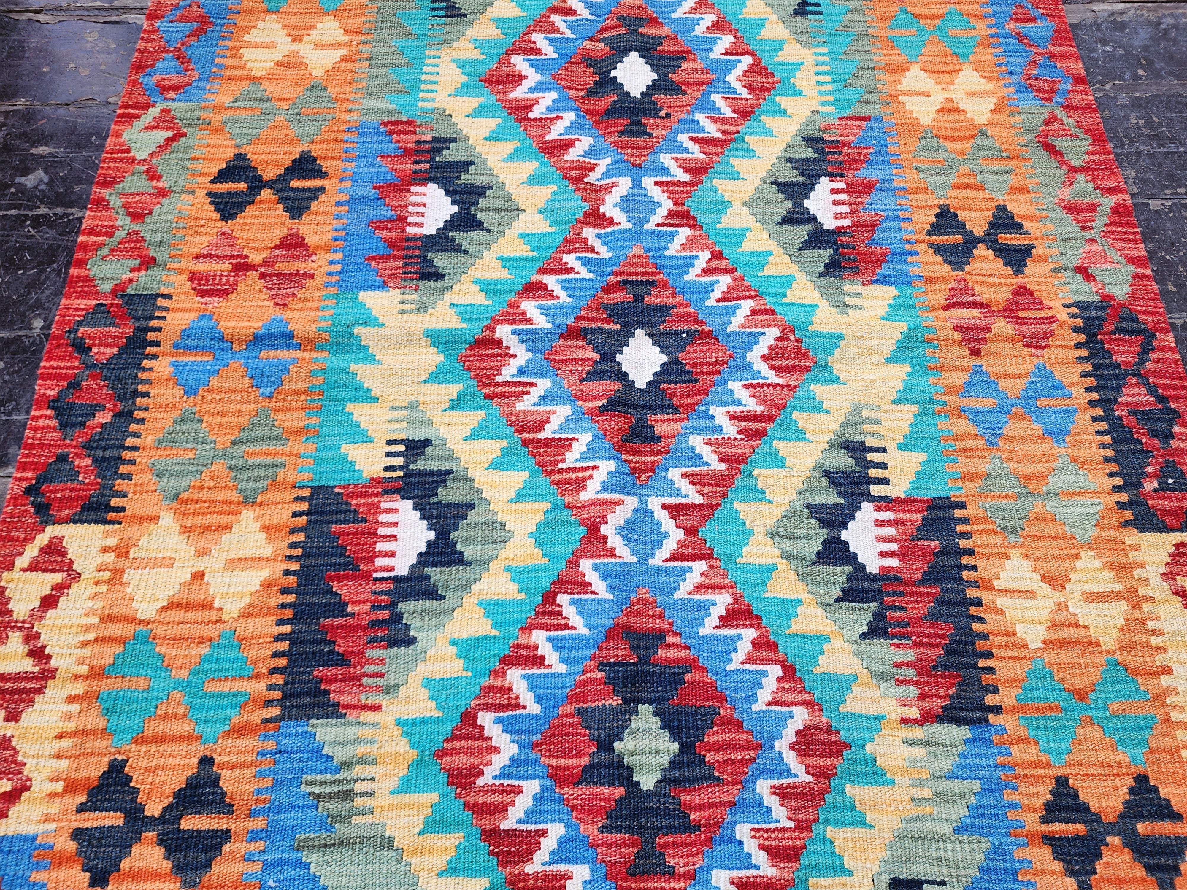 vintage Anatolian Wool Small Rug — edge weave