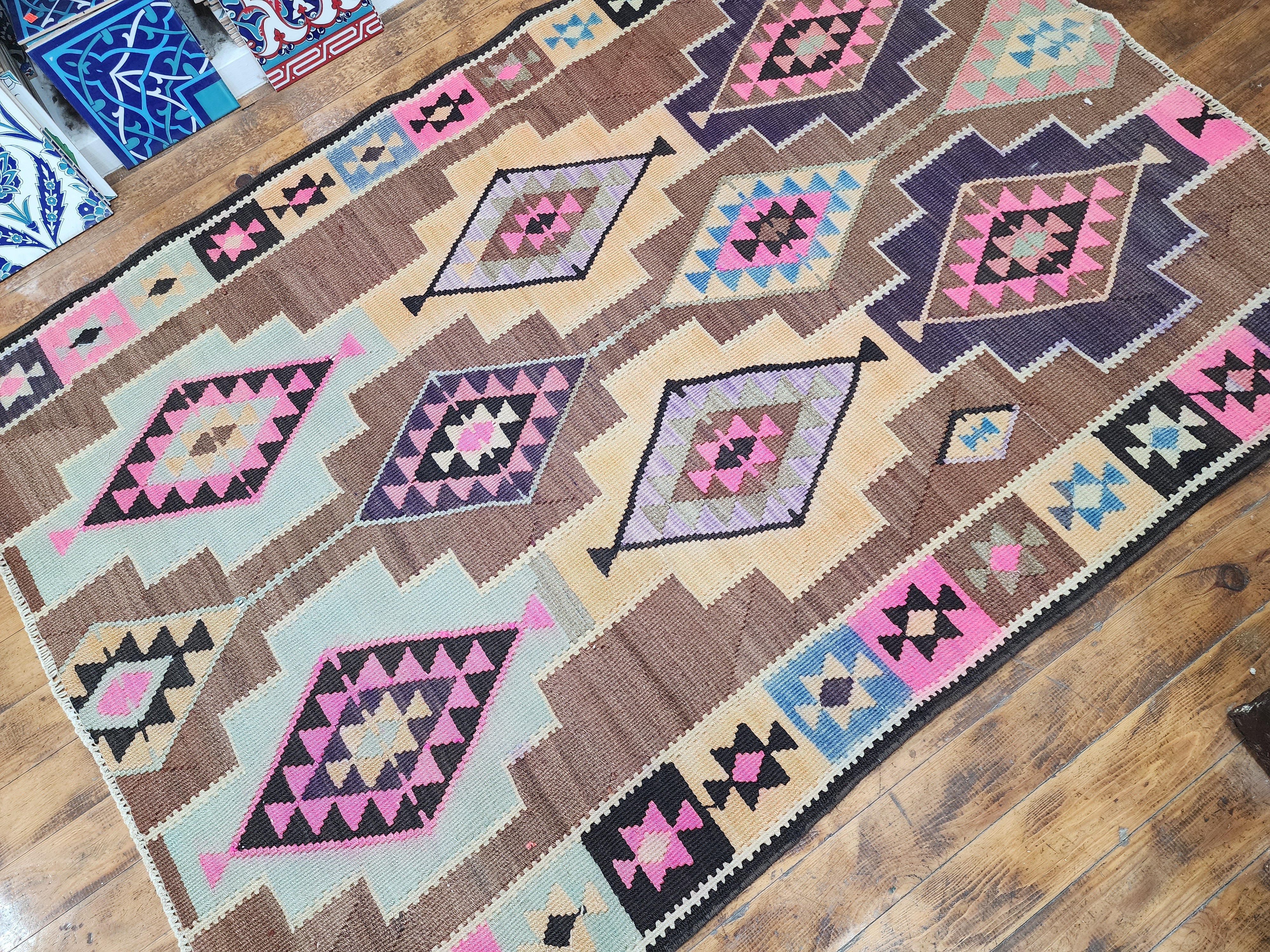 vintage Kars Wool Small Rug — border pattern