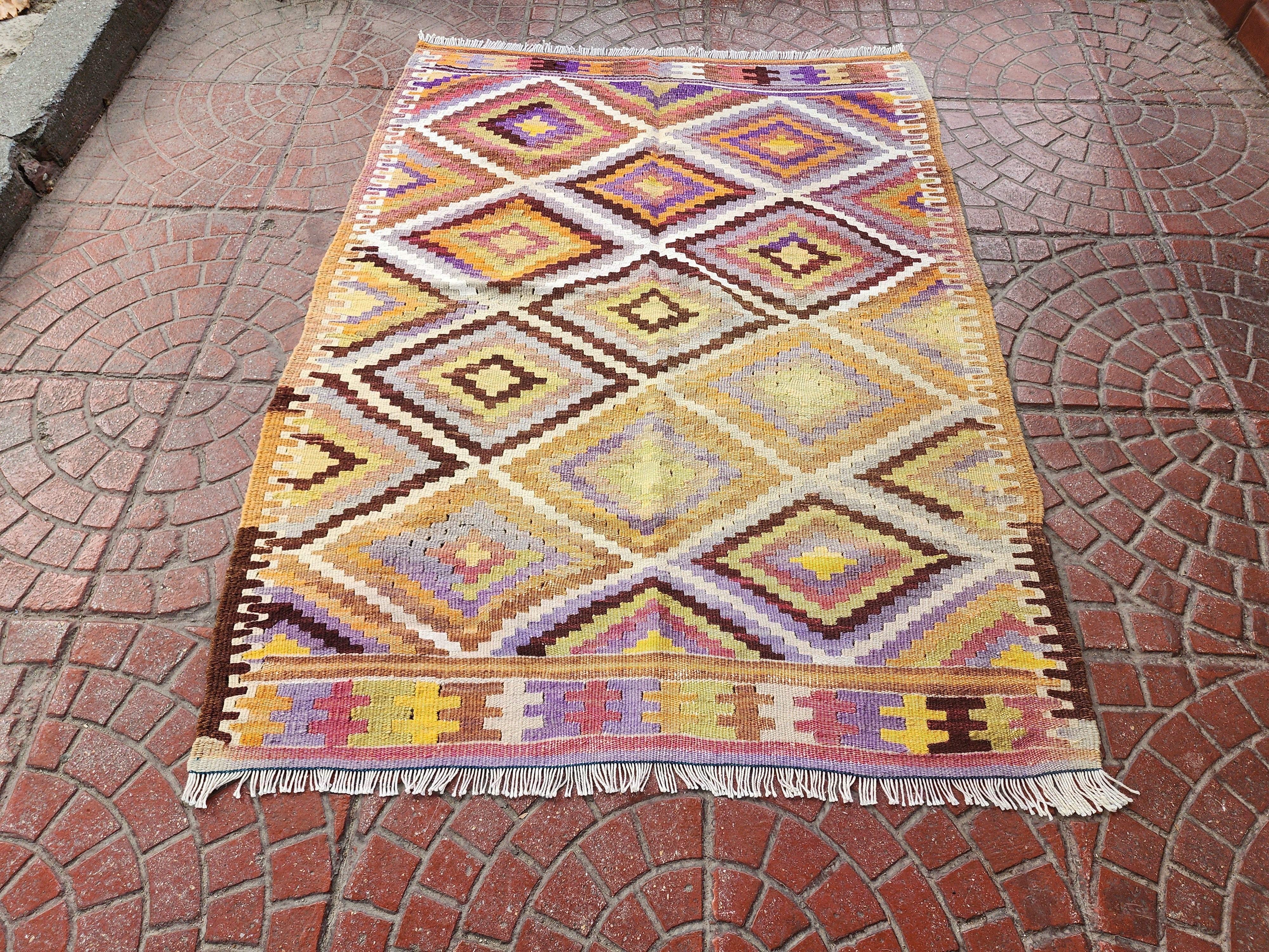 vintage Anatolian Wool Small Rug — detail texture