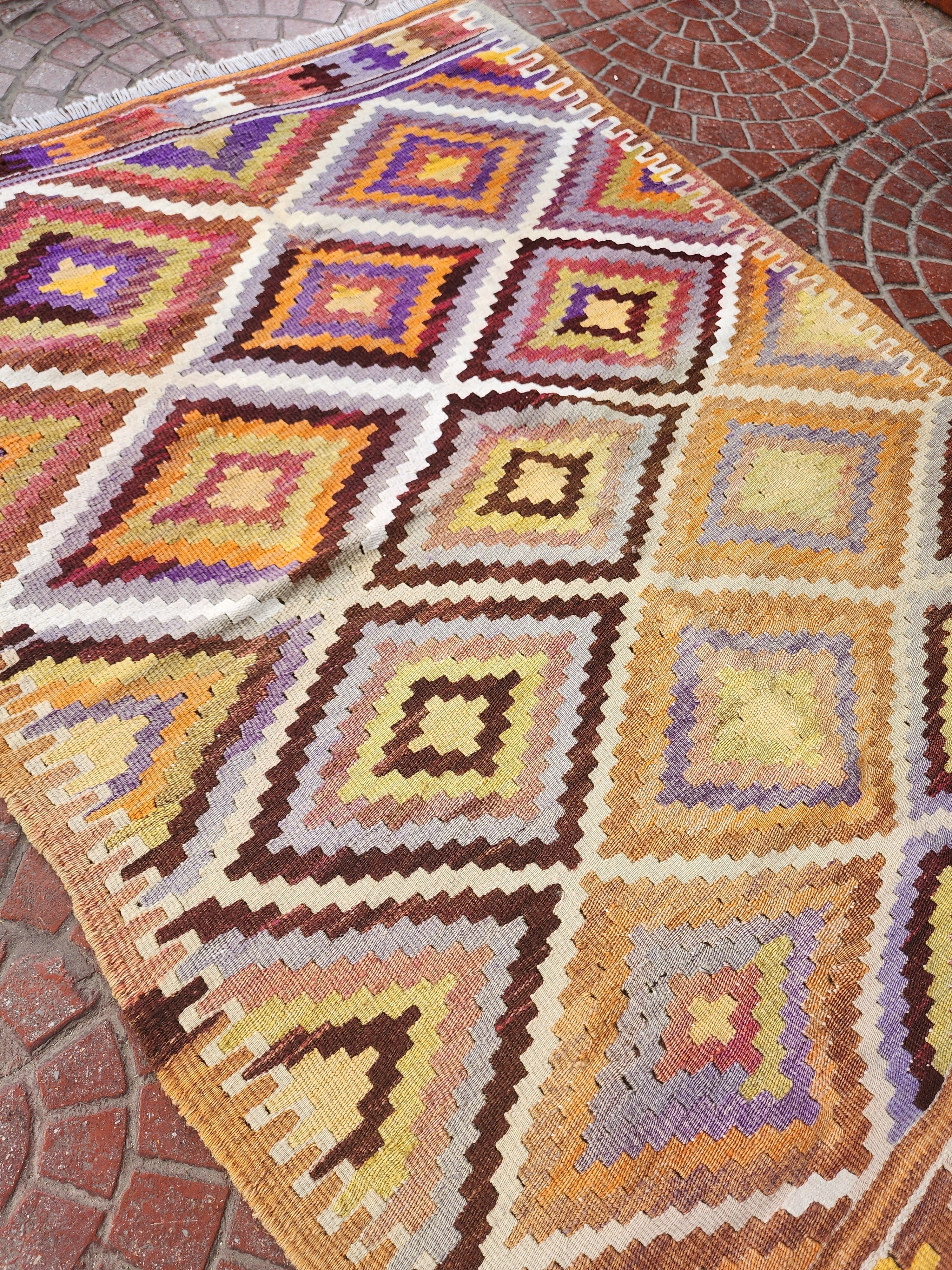 vintage Anatolian Wool Small Rug — back view