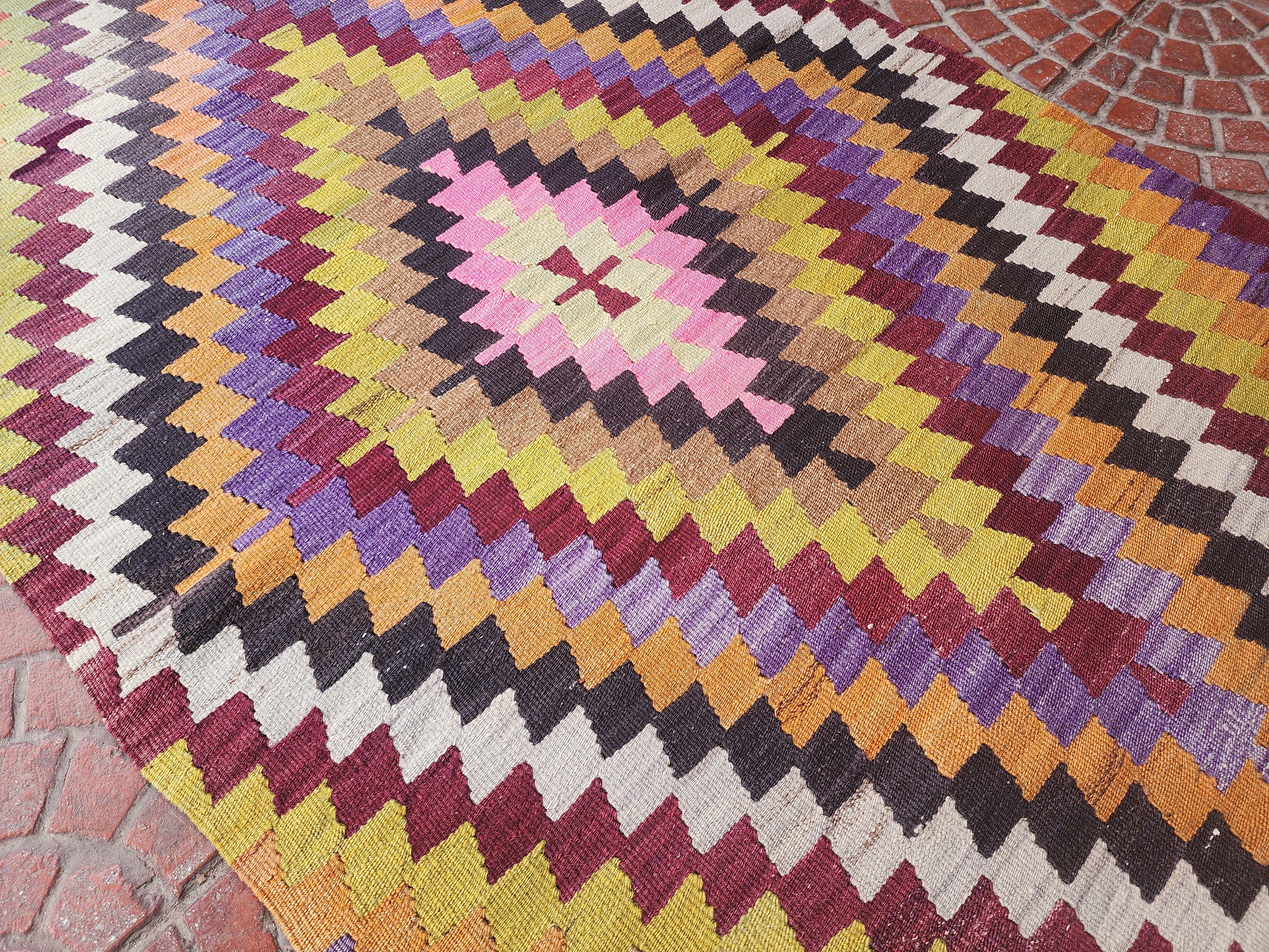 vintage Oushak Wool Small Rug — in setting