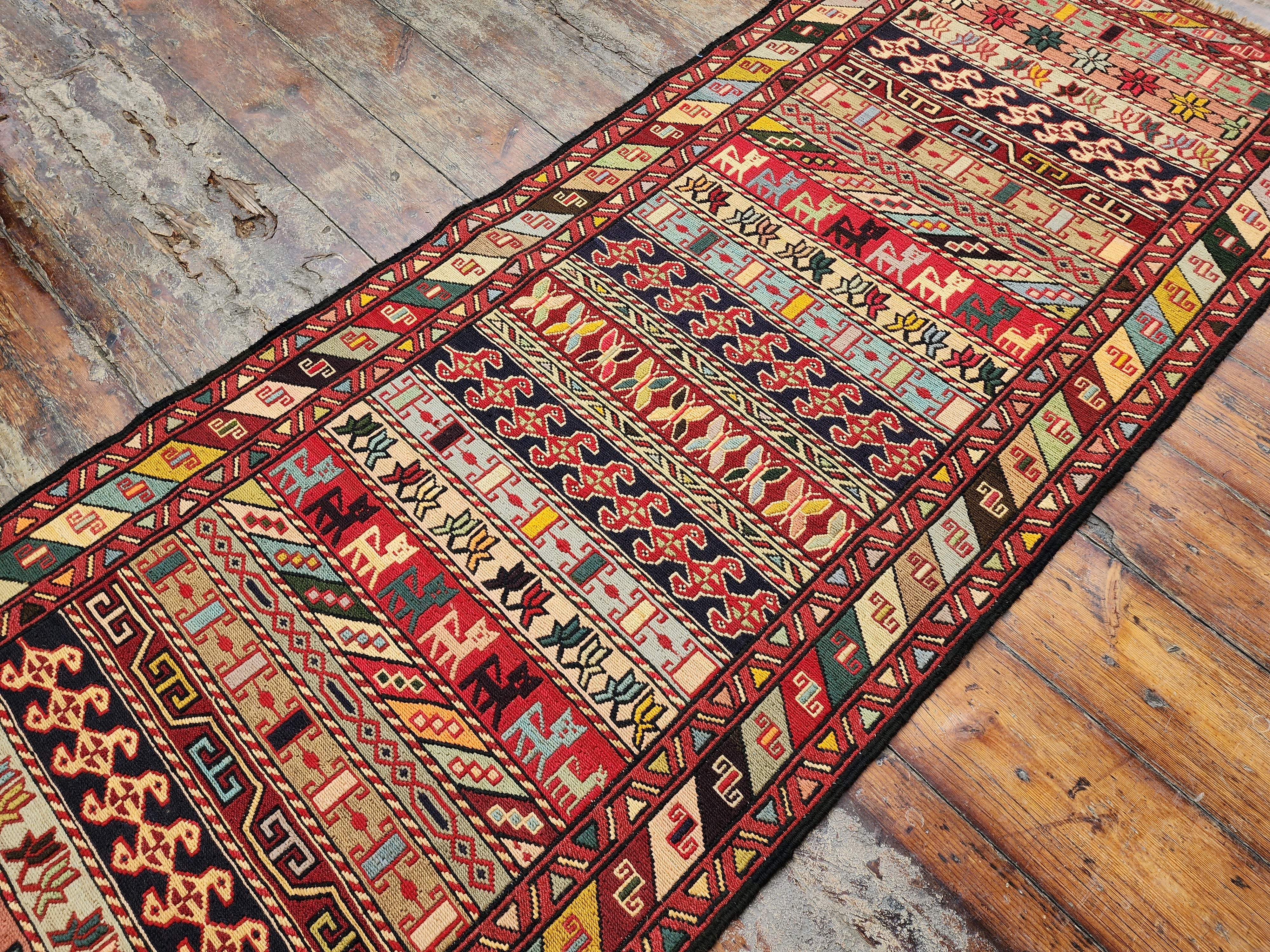 vintage Soumak Wool Runner Rug — pile detail
