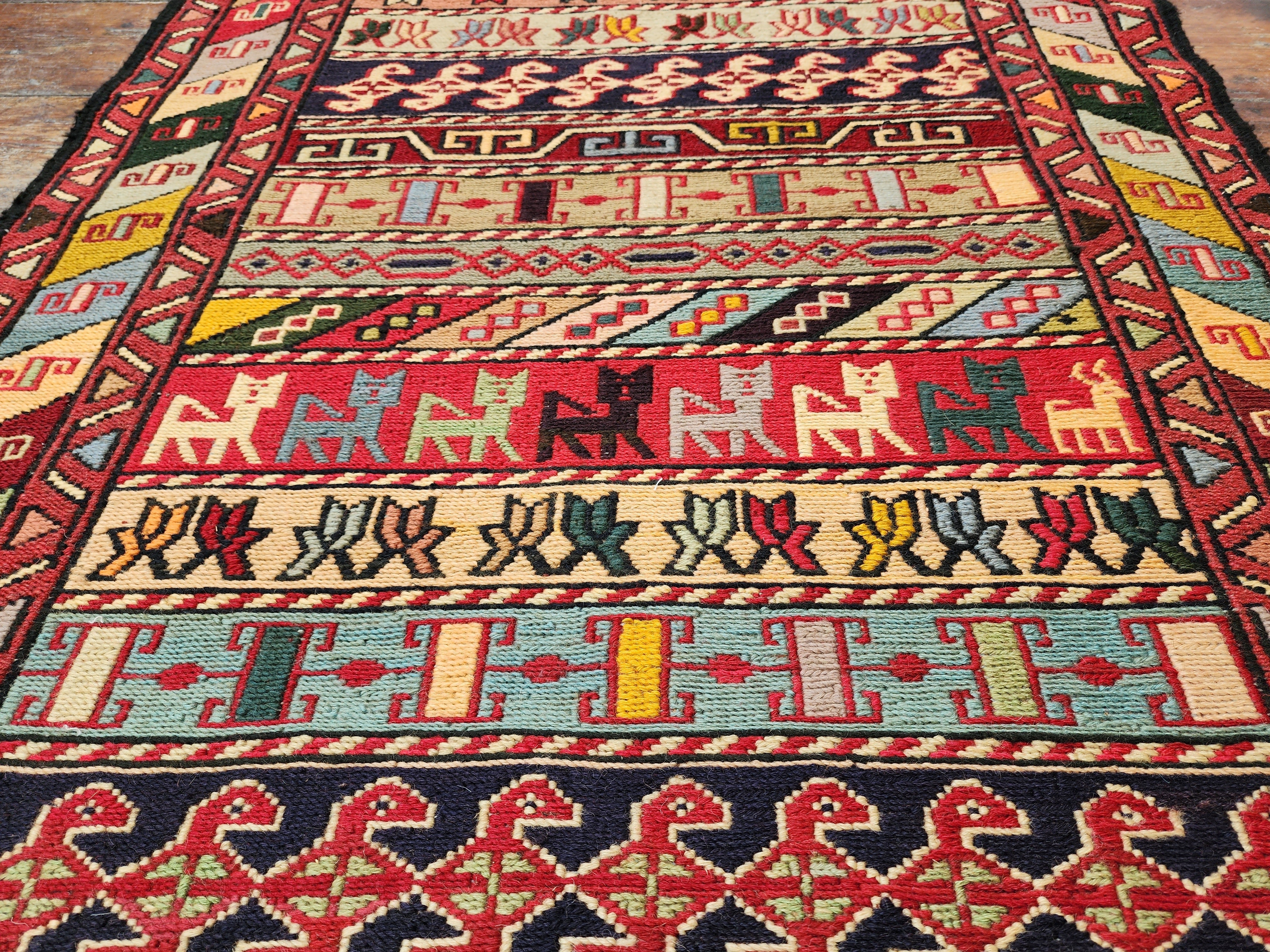 vintage Soumak Wool Runner Rug — edge weave