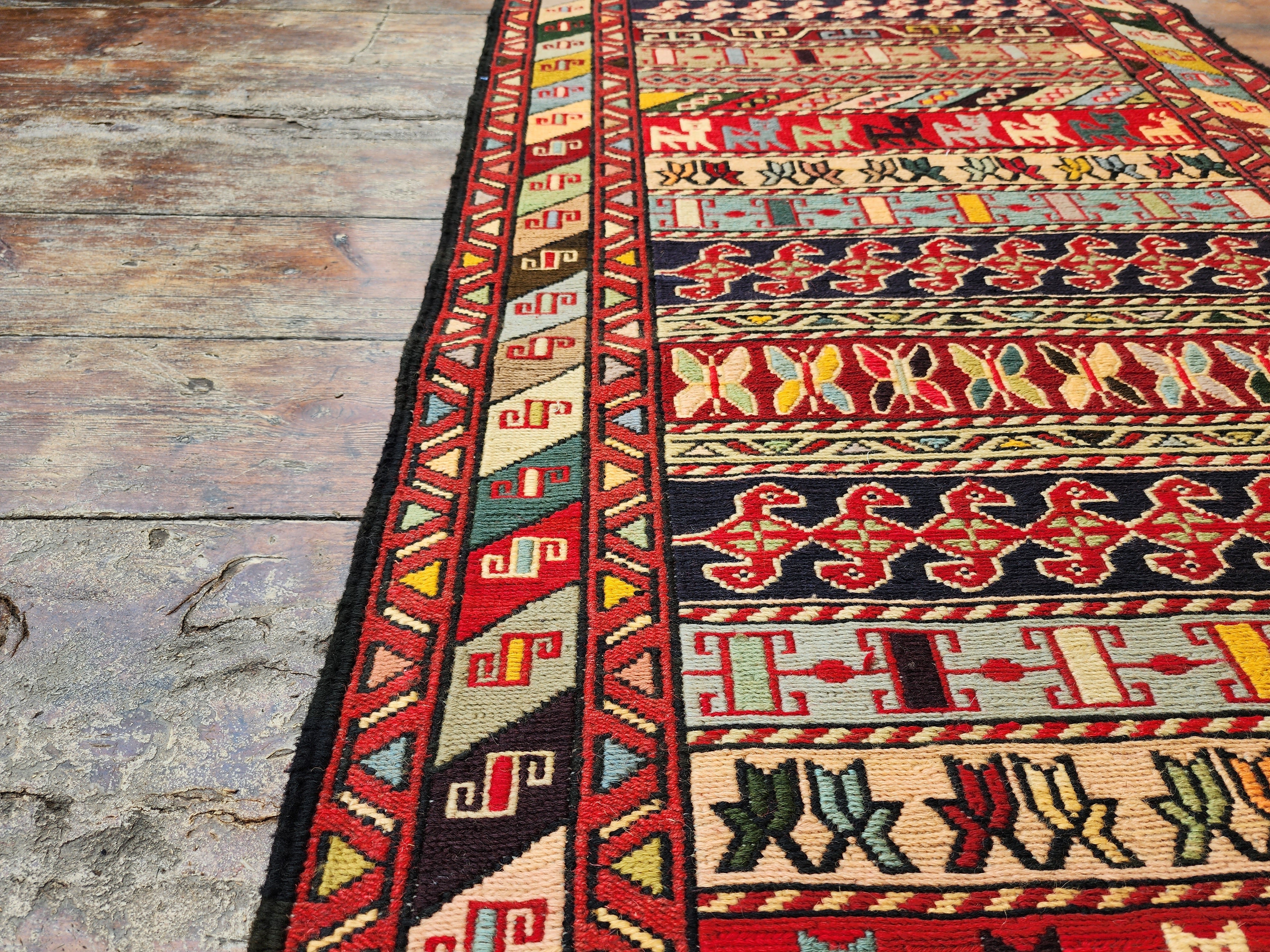 vintage Soumak Wool Runner Rug — in setting