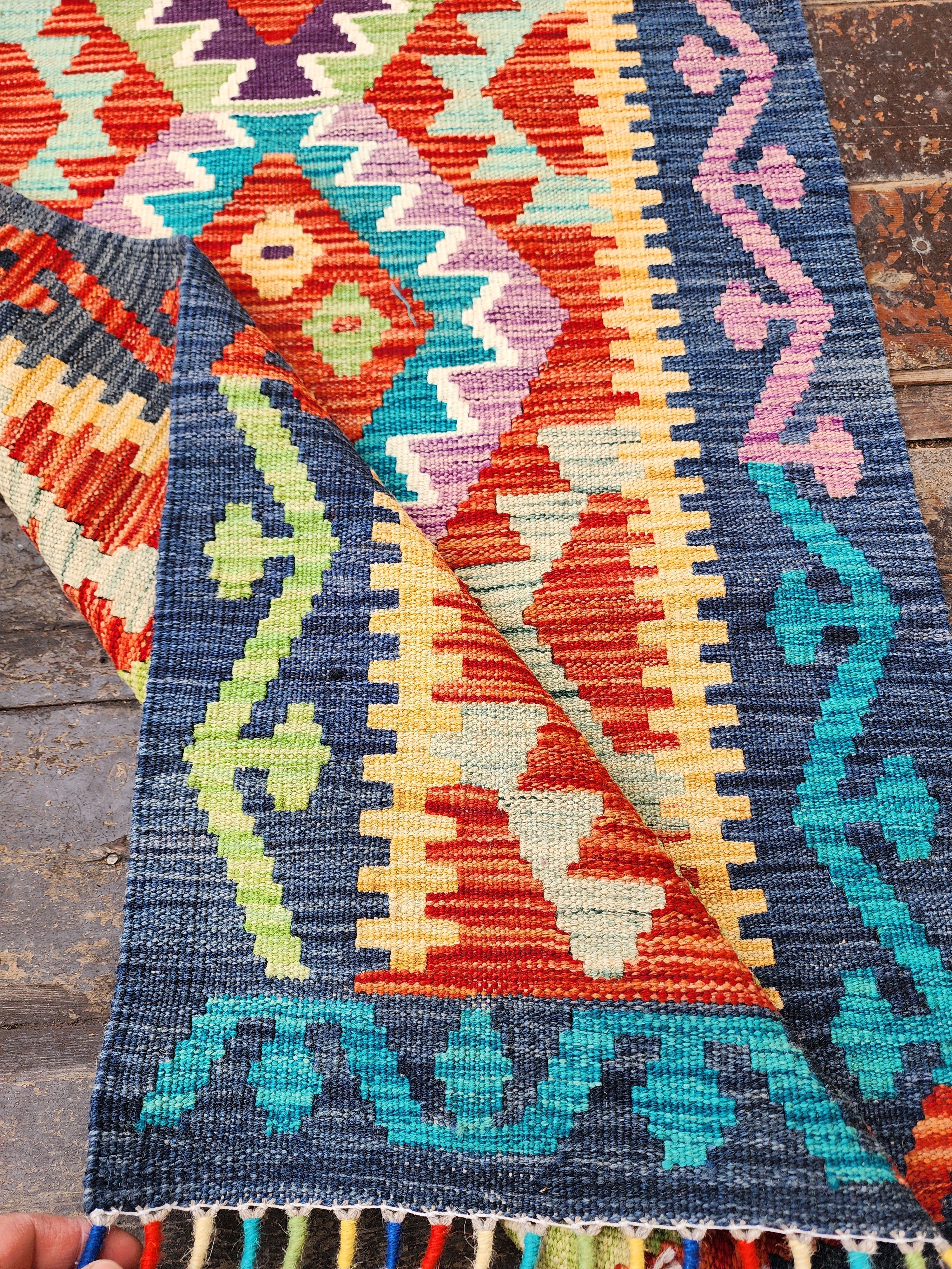 vintage Anatolian Wool Runner Rug — corner detail
