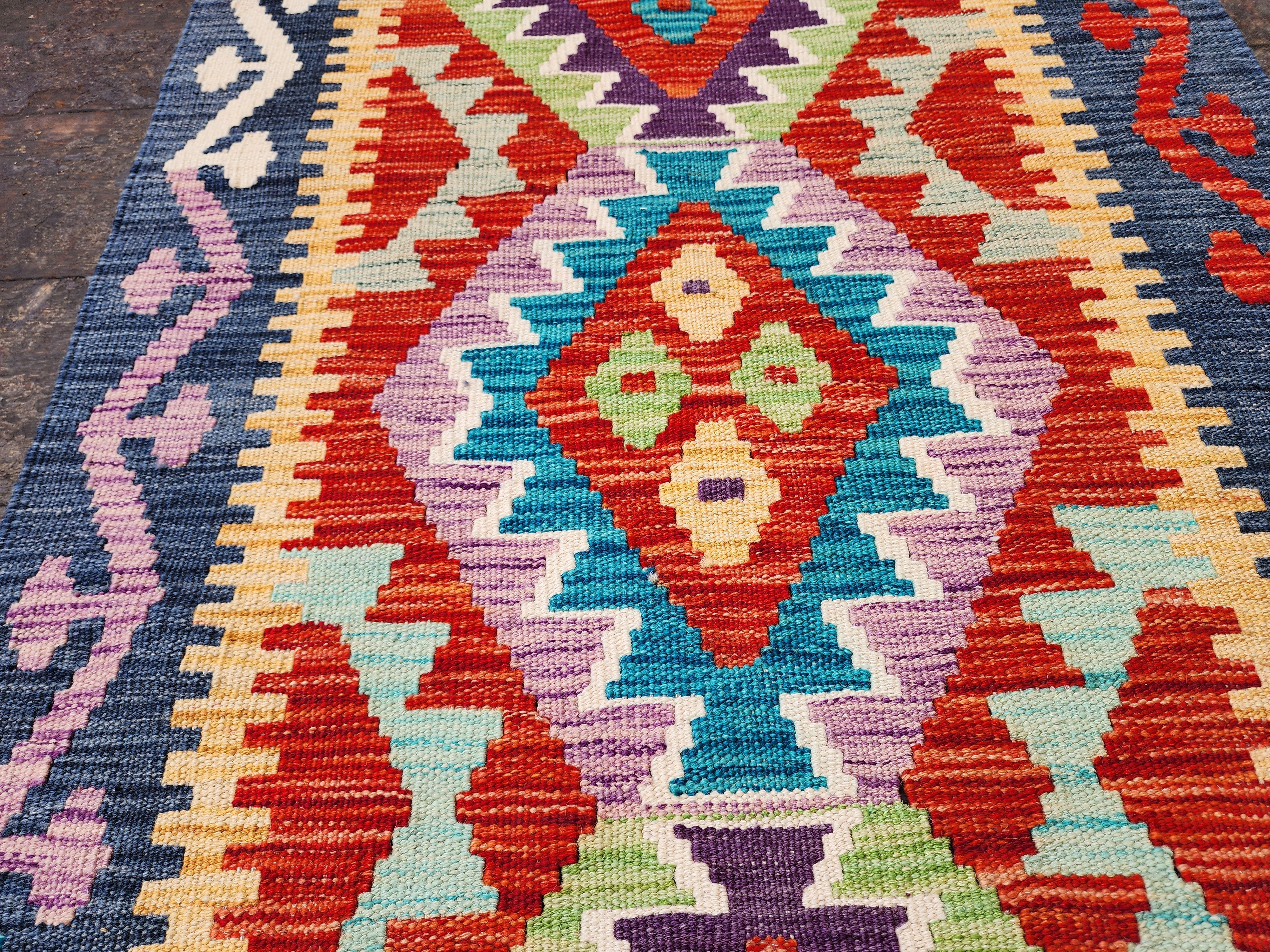 vintage Anatolian Wool Runner Rug — pattern close-up