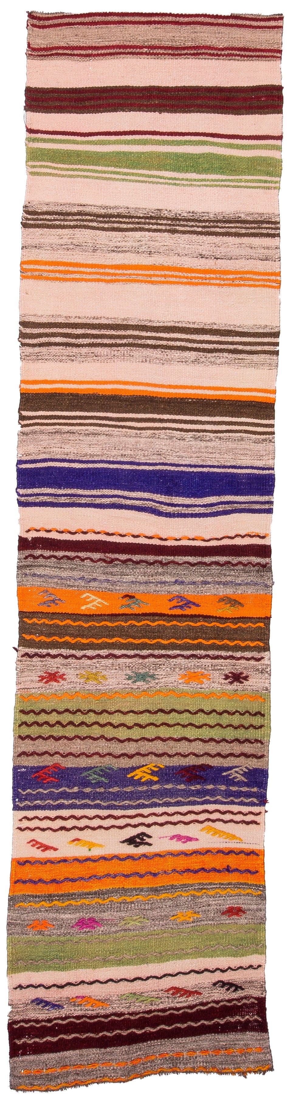 Kilim Runner, Kilim, Boho Rustic Decor Handwoven Rug, Tribal Nomadic Kilim Hallway Runner 8'1'' x 1'11''