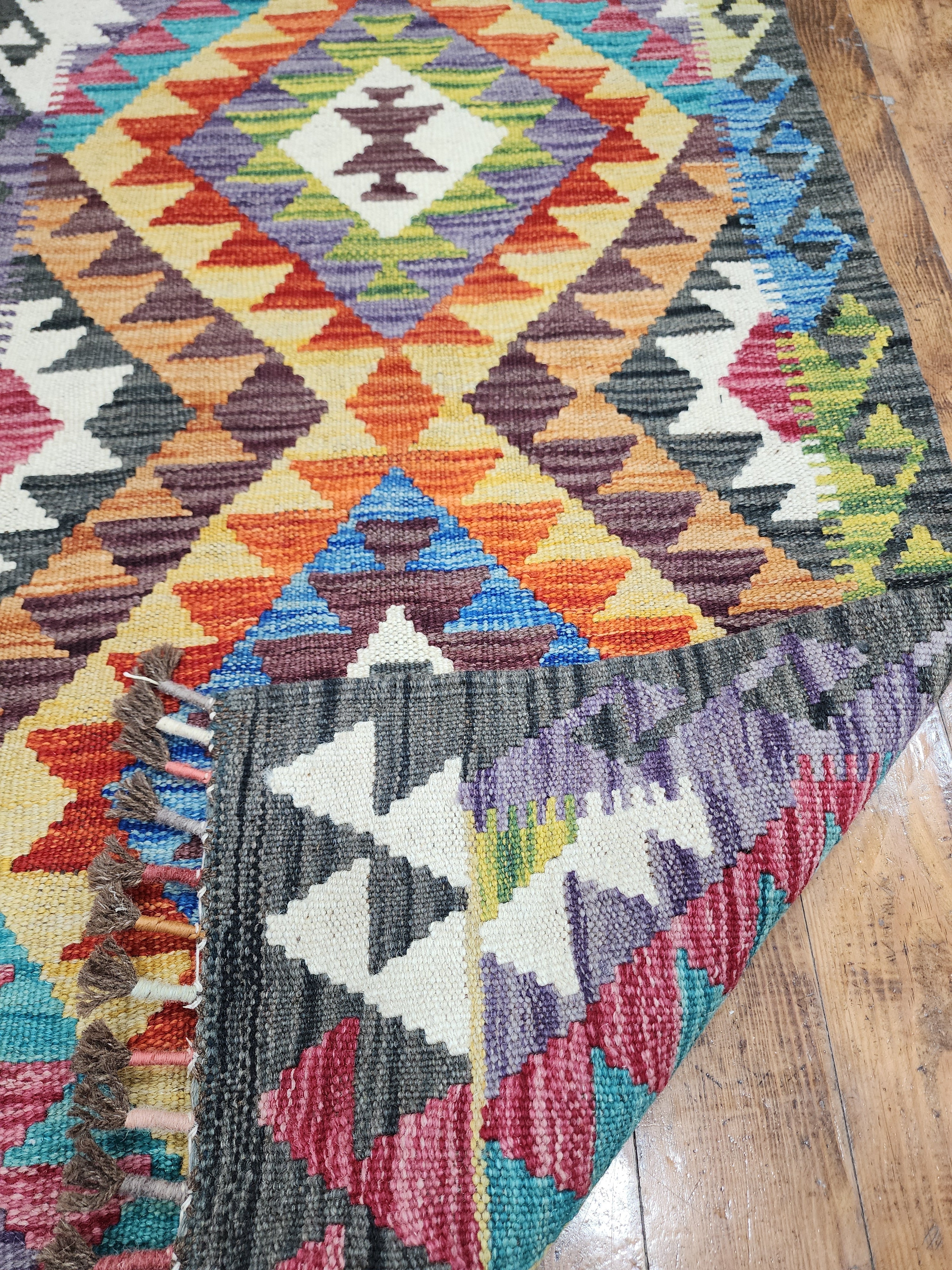 vintage Kilim Wool Runner Rug — corner detail