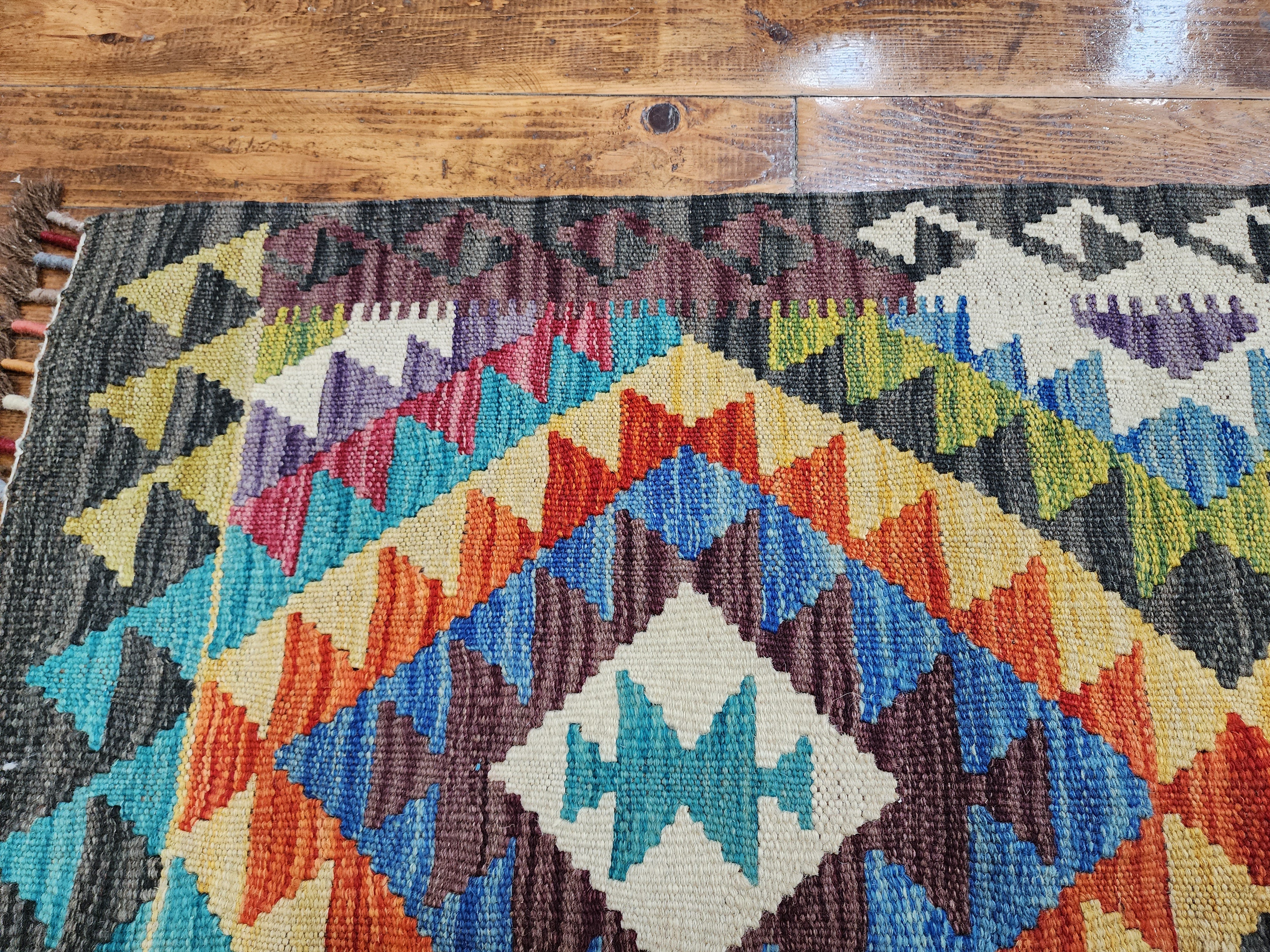 vintage Kilim Wool Runner Rug — pattern close-up