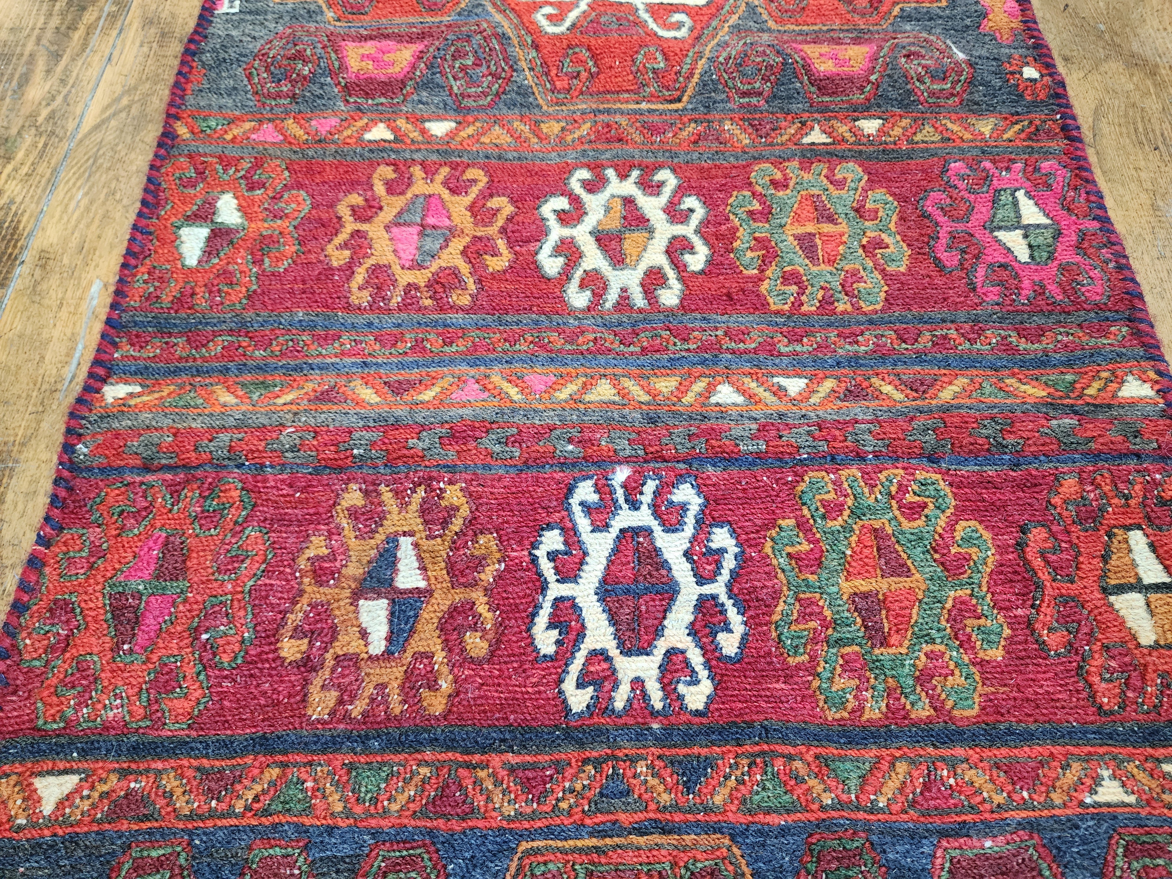 Vintage Soumak Kilim Runner Rug: Turkish Wool Flatweave, 6x2