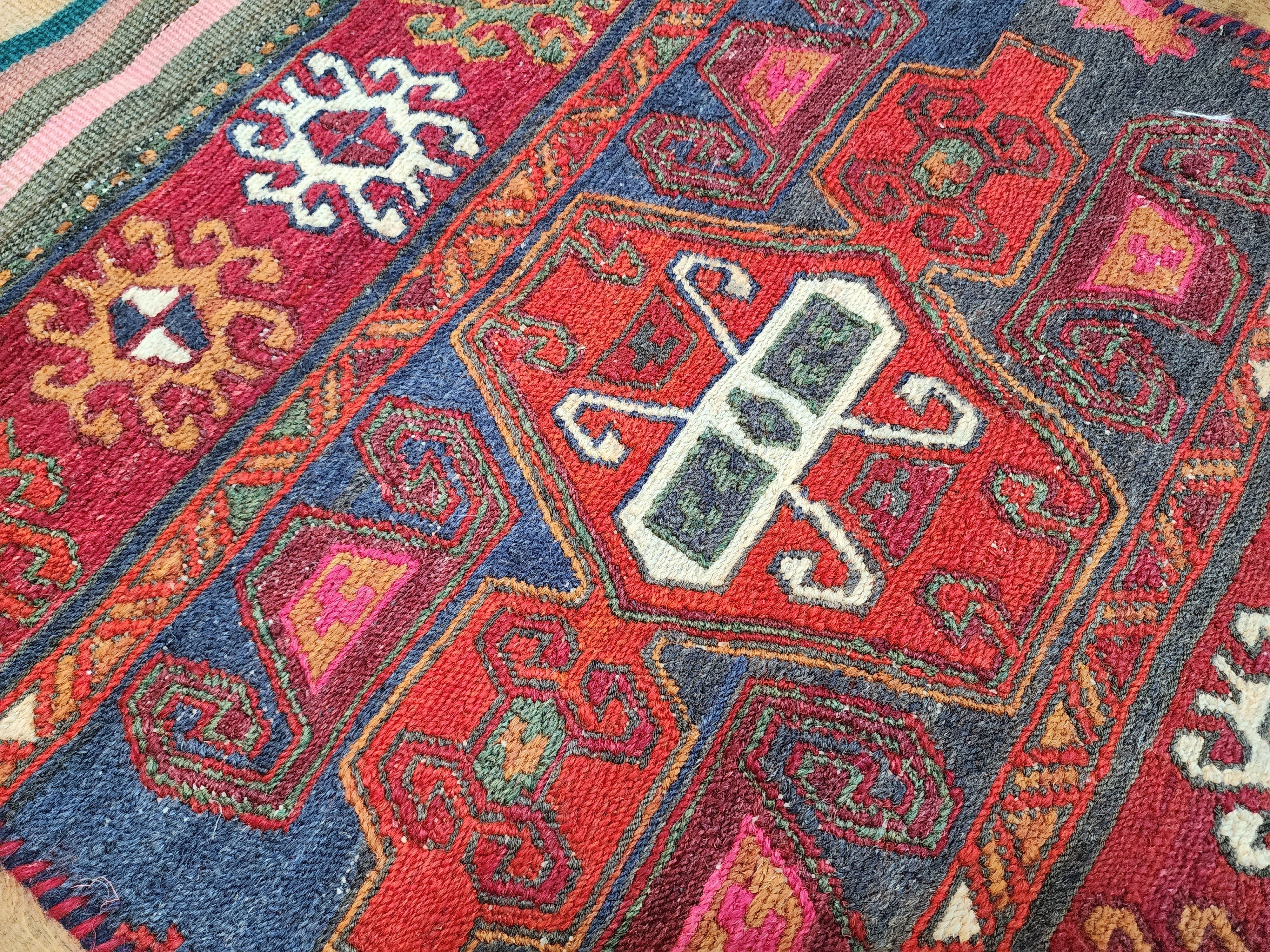 vintage Soumak Wool Runner Rug — pile detail