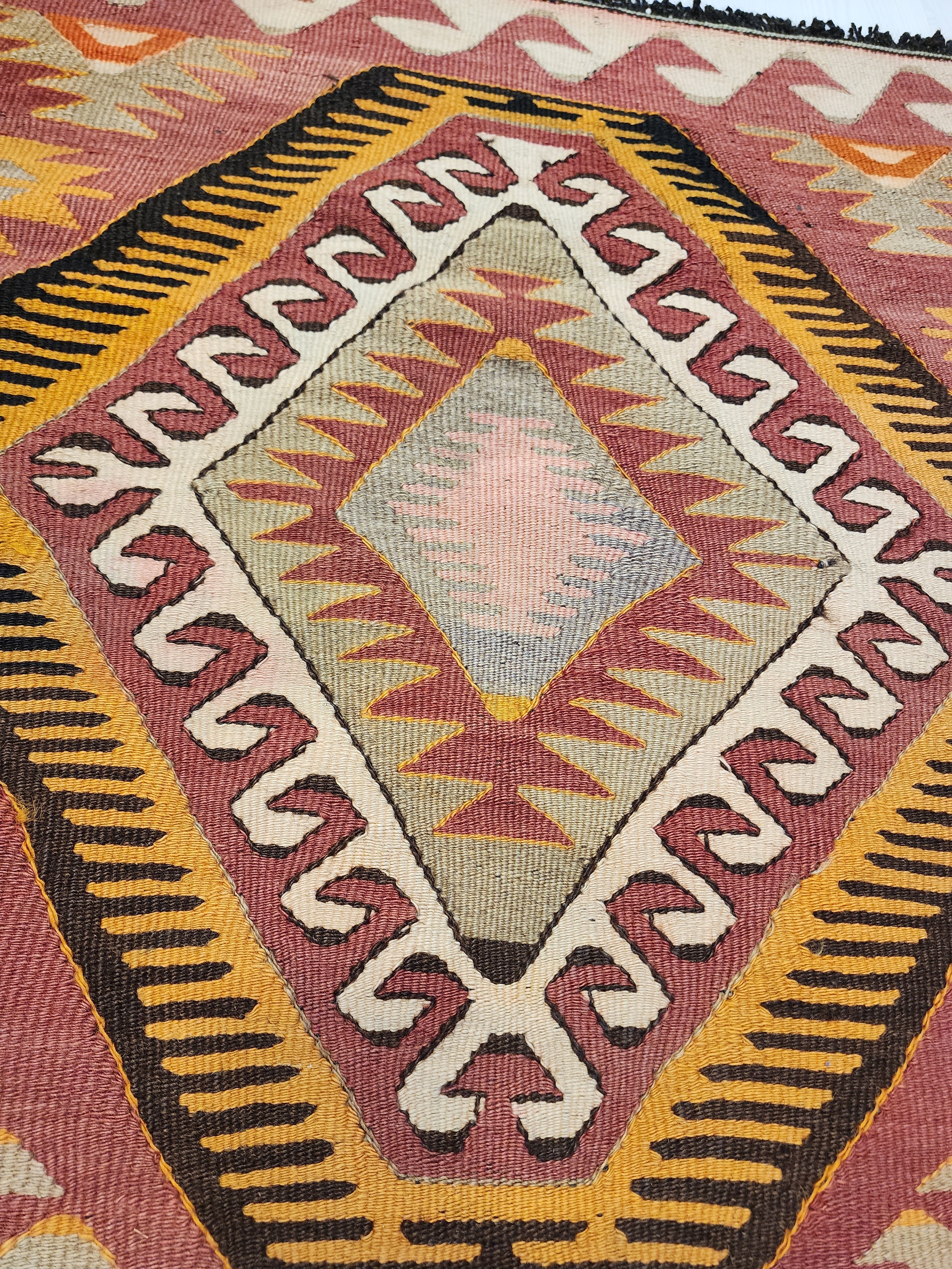vintage Anatolian Wool Runner Rug — corner detail