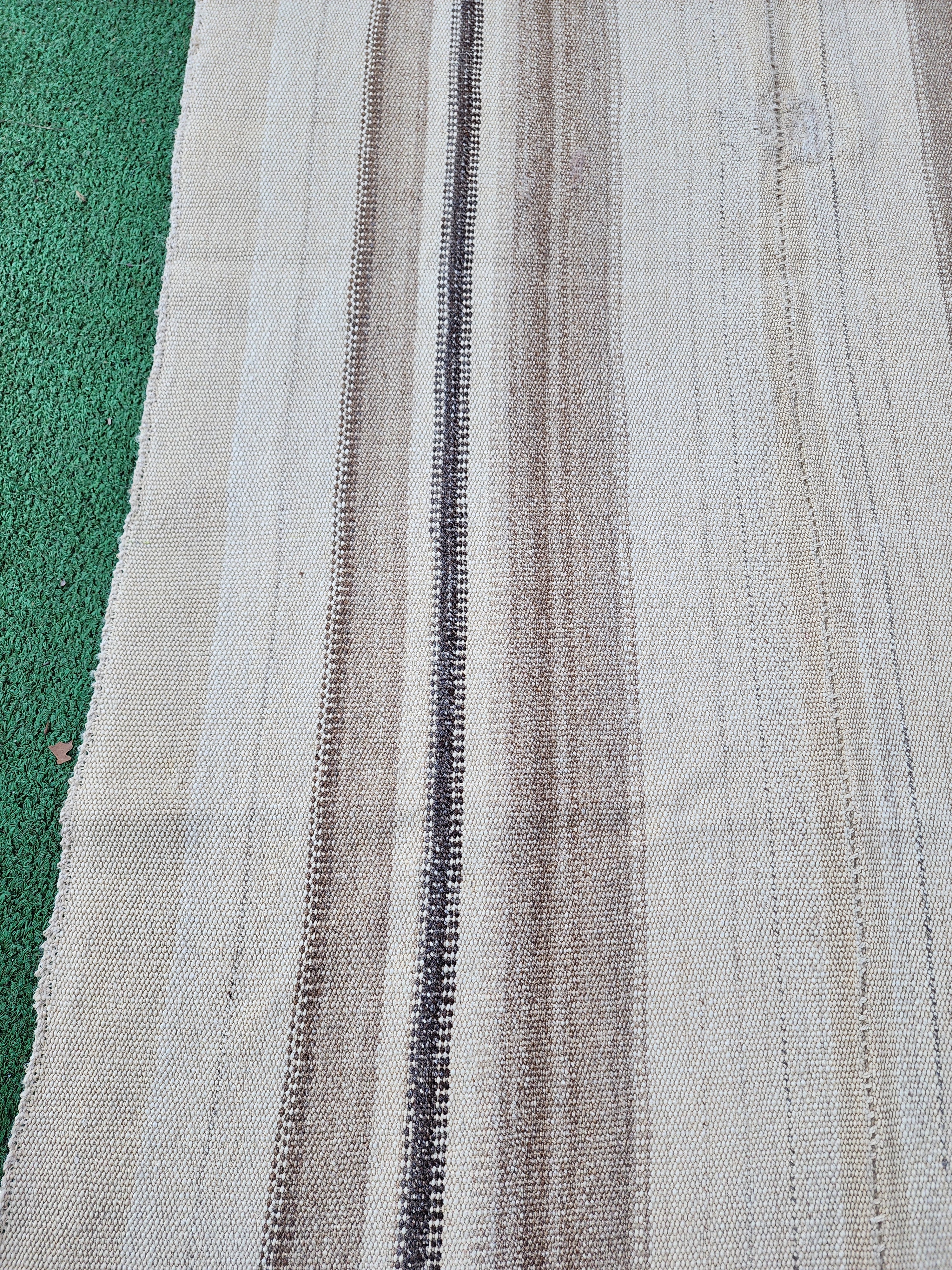 Vintage Turkish Kilim, 6 ft 2 in x 3 ft 8 in, Grey and Black Abstract Design Persian Rug Handmade from atural Wool
