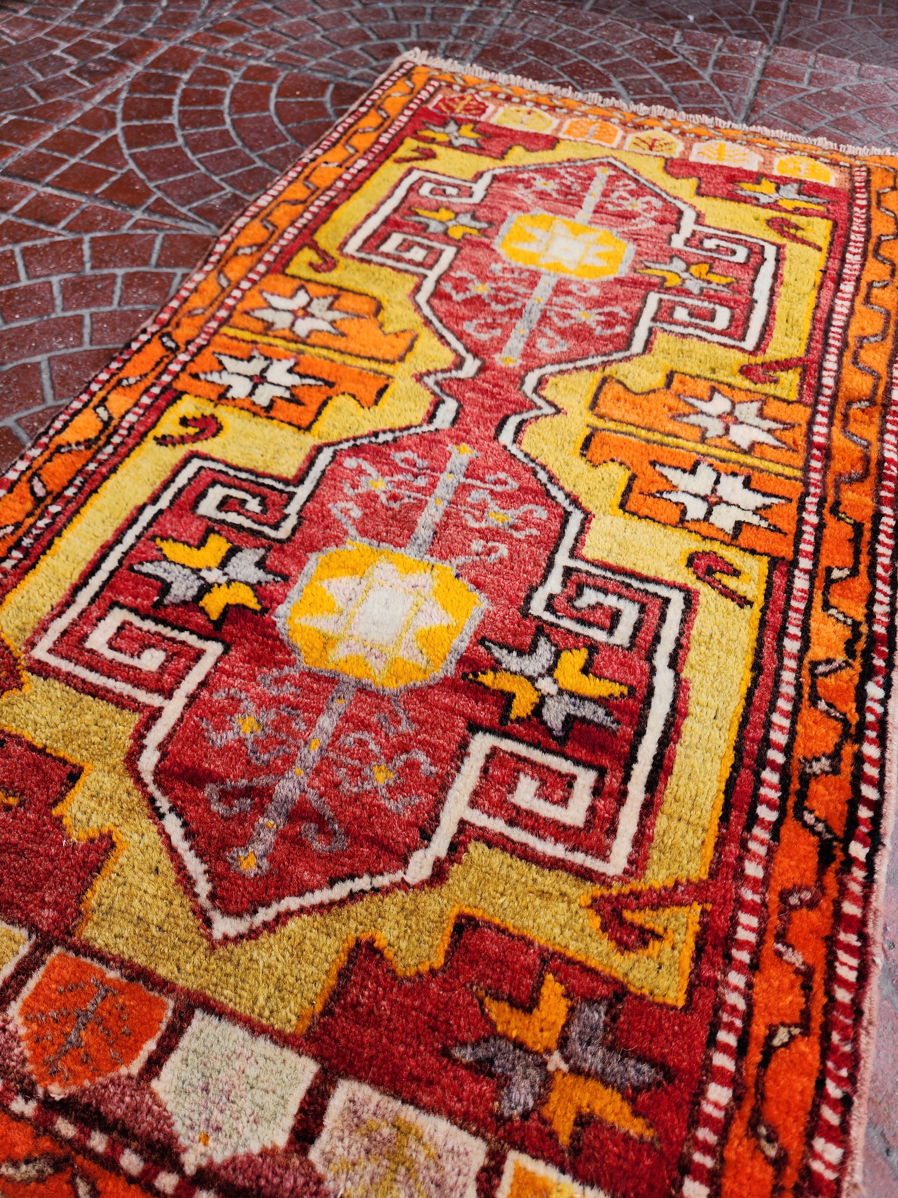 Alfombra turca vintage Konya, decoración rústica bohemia nómada tribal, 3'1" x 1'8"