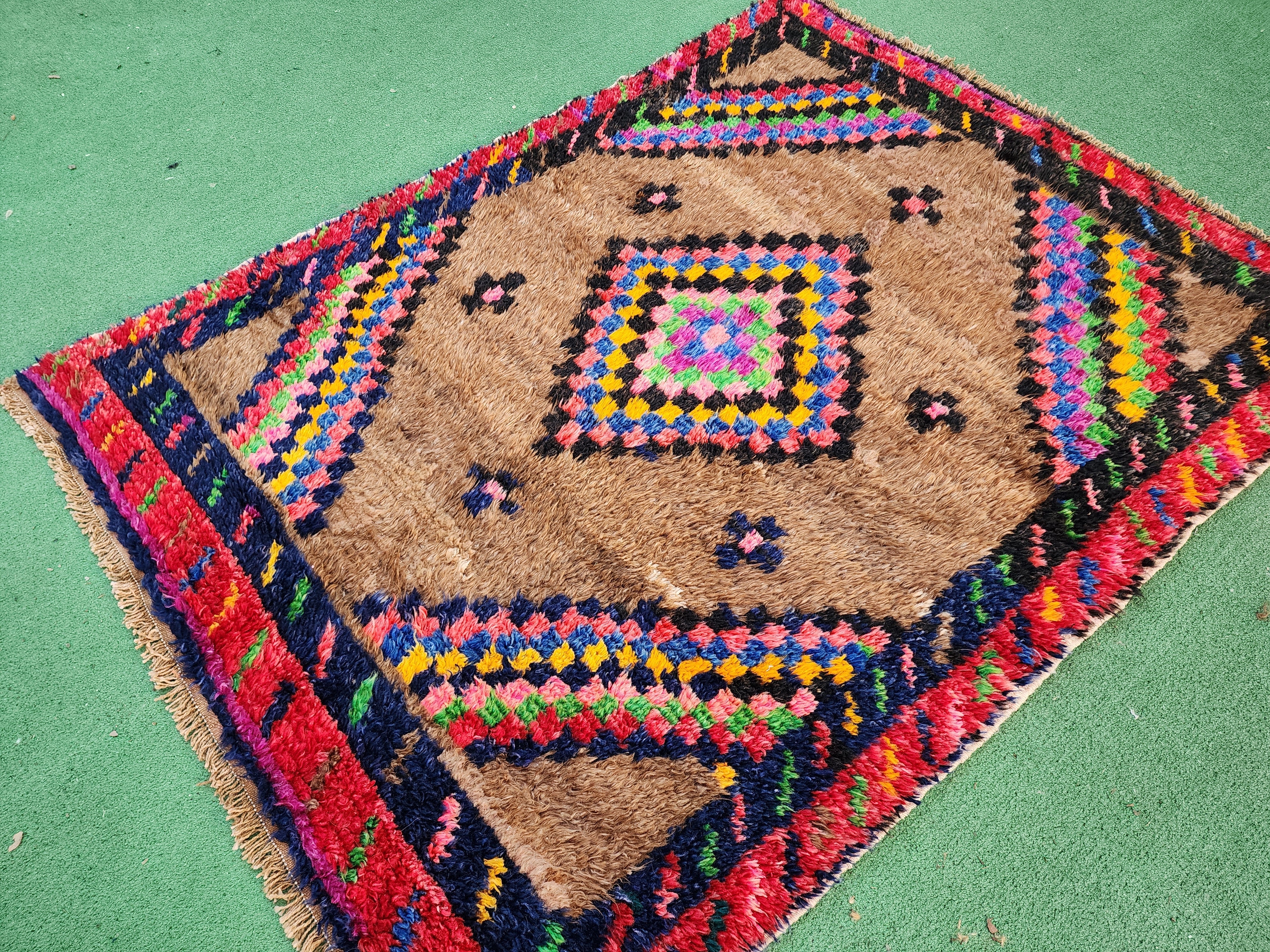 vintage Konya Wool Small Rug — pattern close-up