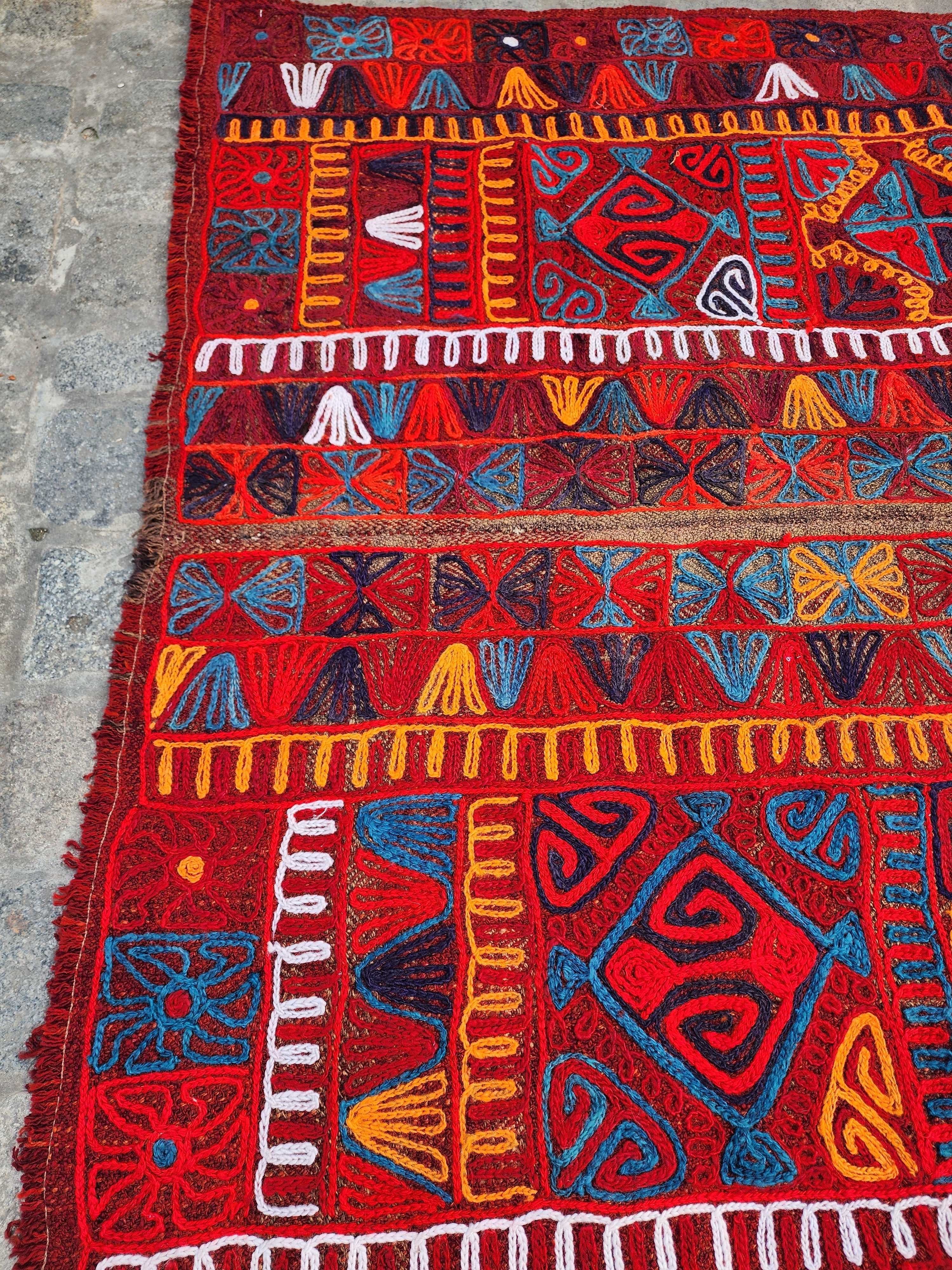 vintage Kilim Area Rug — border pattern