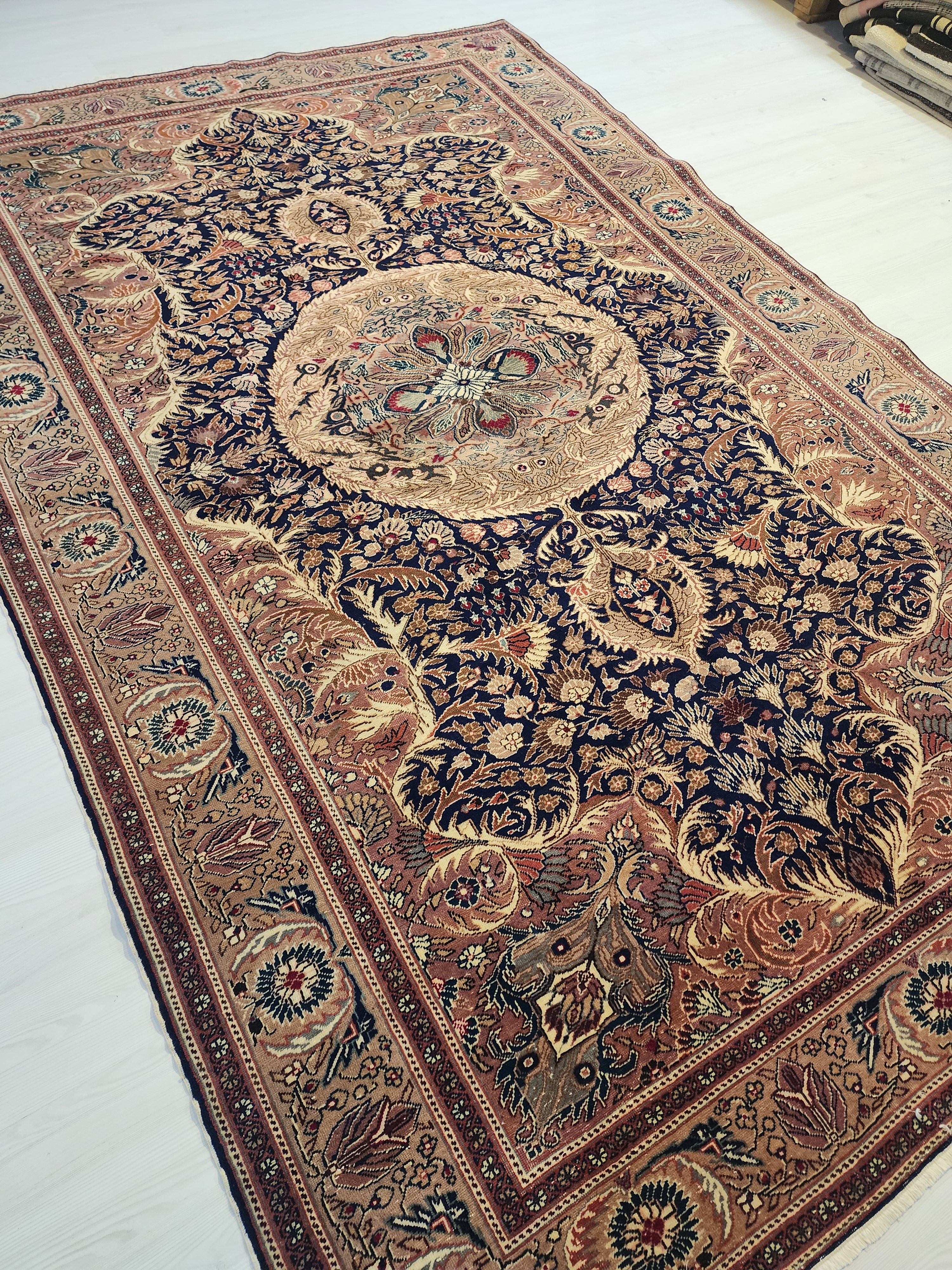 Kayseri Turkish Vintage Rug: Handspun Wool Tribal Carpet 6'5'' x 9'7''