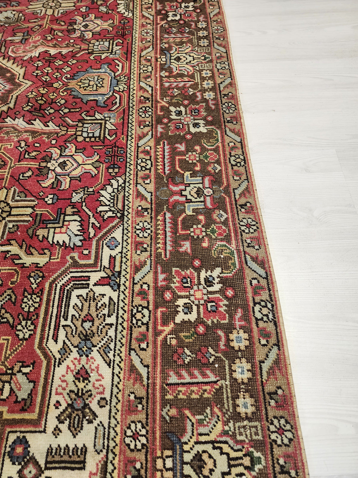 Vintage Turkish Wool Medallion Rug, Pink Brown Handwoven Carpet, Oversized Anatolian Living Room